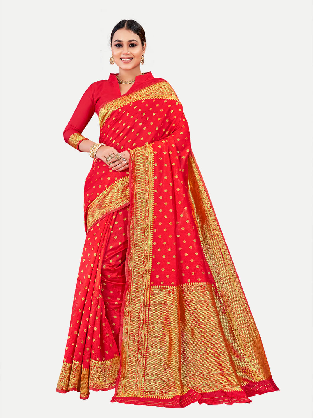 tavas Georgette Embellished Saree With Unstitched Blouse Piece ( Red ) tavas Georgette Embellished Saree With Unstitched Blouse Piece ( Red )