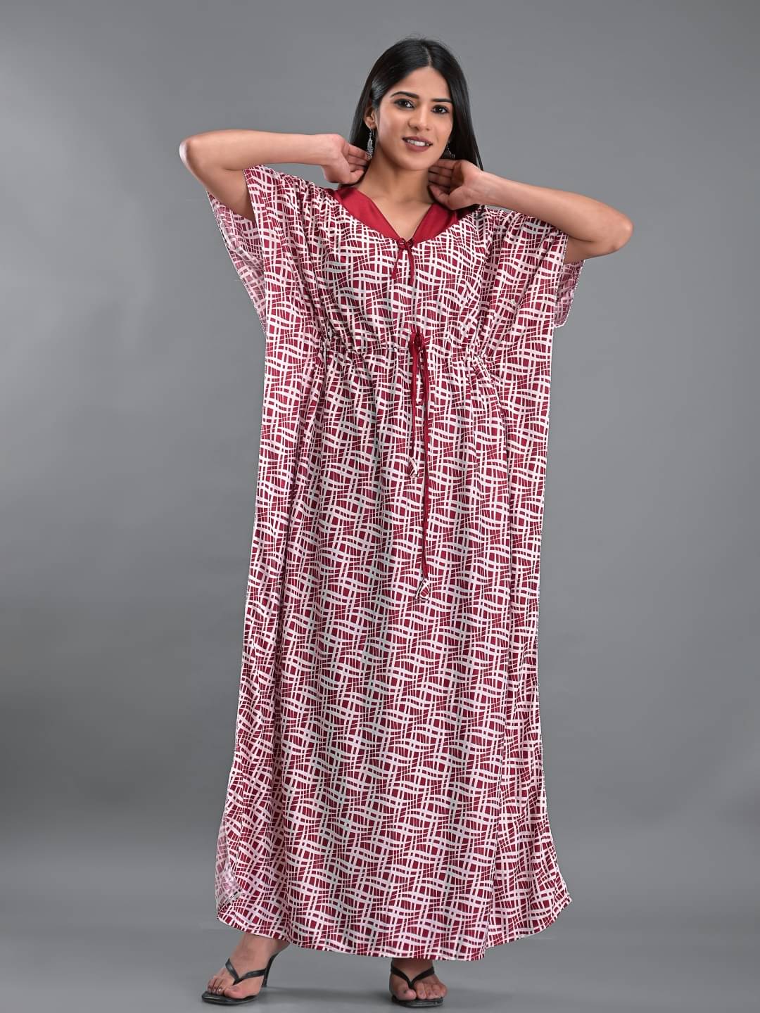     			Apratim - White Satin Women's Nightwear Kaftan Night Dress ( Pack of 1 )