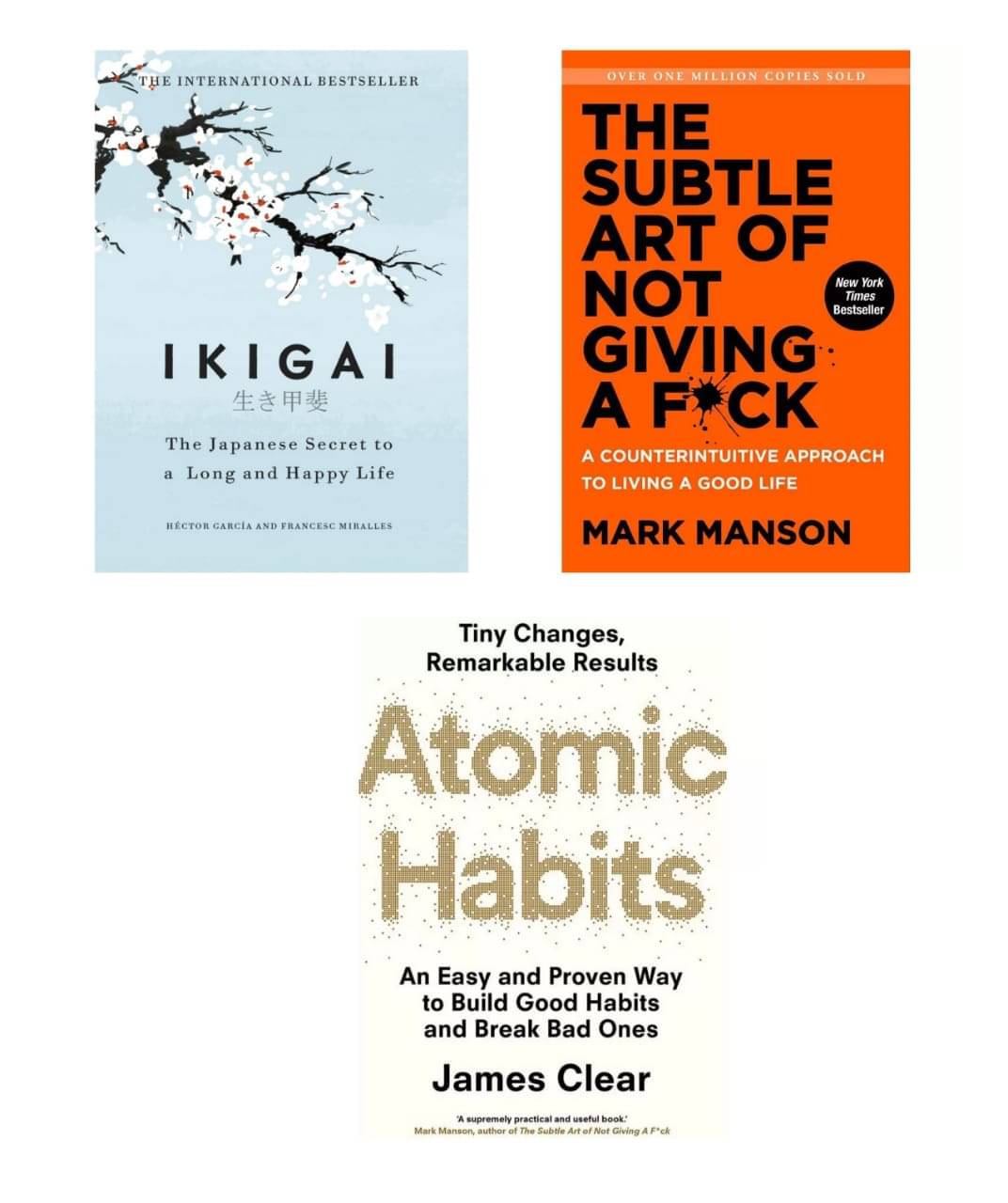 Combo Of 3 Books ( Ikigai Japanese + The Subtle Art of Not Giving a F*ck + Atomic Habits ) English Novel For paperback Combo Of 3 Books ( Ikigai Japanese + The Subtle Art of Not Giving a F*ck + Atomic Habits ) English Novel For paperback