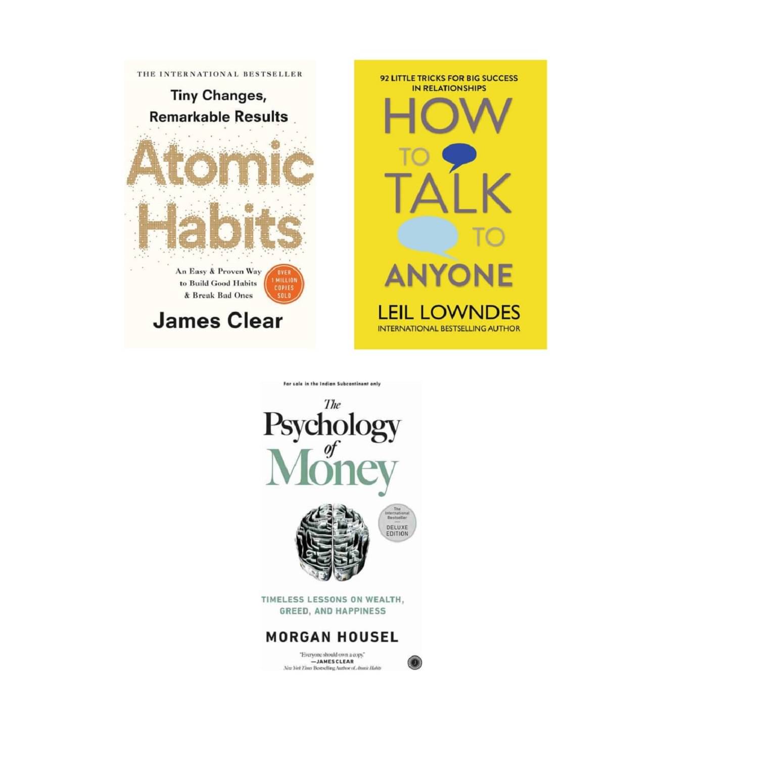 ( Combo Of 3 Pack ) Atomic Habits & How to Talk to Anyone & The Psychology of Money - Paperback , English , Book - ( Combo Of 3 Pack ) Atomic Habits & How to Talk to Anyone & The Psychology of Money - Paperback , English , Book -