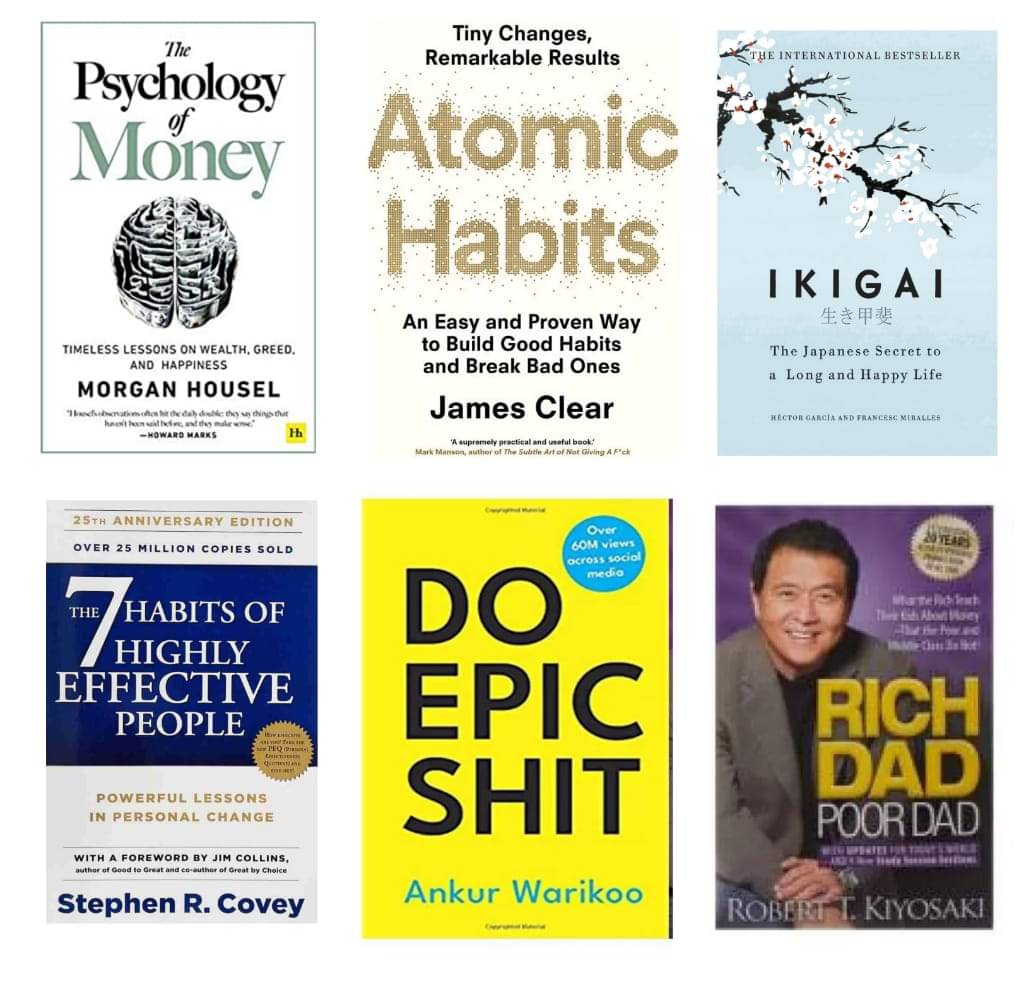 ( Combo Of 6 Pack ) Psychology of money+ Atomic habit + Ikigai+ 7 Habits +Do epic shit + Rich dad Paperback English Books ( Combo Of 6 Pack ) Psychology of money+ Atomic habit + Ikigai+ 7 Habits +Do epic shit + Rich dad Paperback English Books