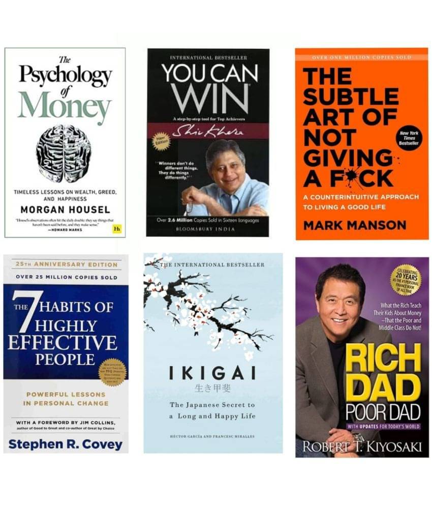 ( Combo Of 6 )The Psychology Of Money & You Can Win & The subtle Art Of Not Giving F*ck & 7 Habits Highly & Ikigai Japness & Rich Dad Poor Dad - Paperback , English Books Combo By Morgen... , Shiv... , Mark... , Robert ( Combo Of 6 )The Psychology Of Money & You Can Win & The subtle Art Of Not Giving F*ck & 7 Habits Highly & Ikigai Japness & Rich Dad Poor Dad - Paperback , English Books Combo By Morgen... , Shiv... , Mark... , Robert