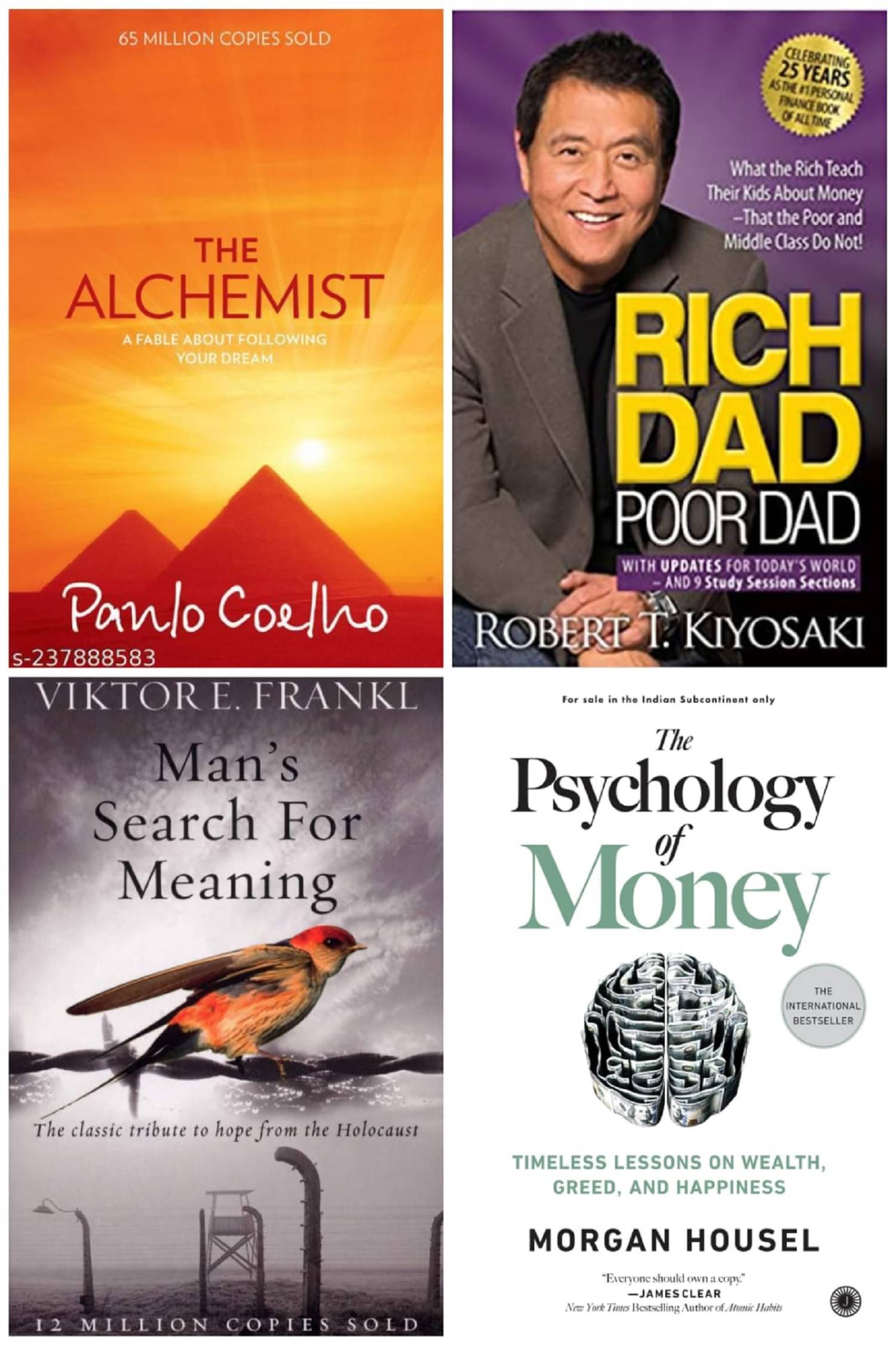 (Combo of 4 books ) The alchemist & rich dad & Man search & Psychology of money ( Paperback ) (Combo of 4 books ) The alchemist & rich dad & Man search & Psychology of money ( Paperback )