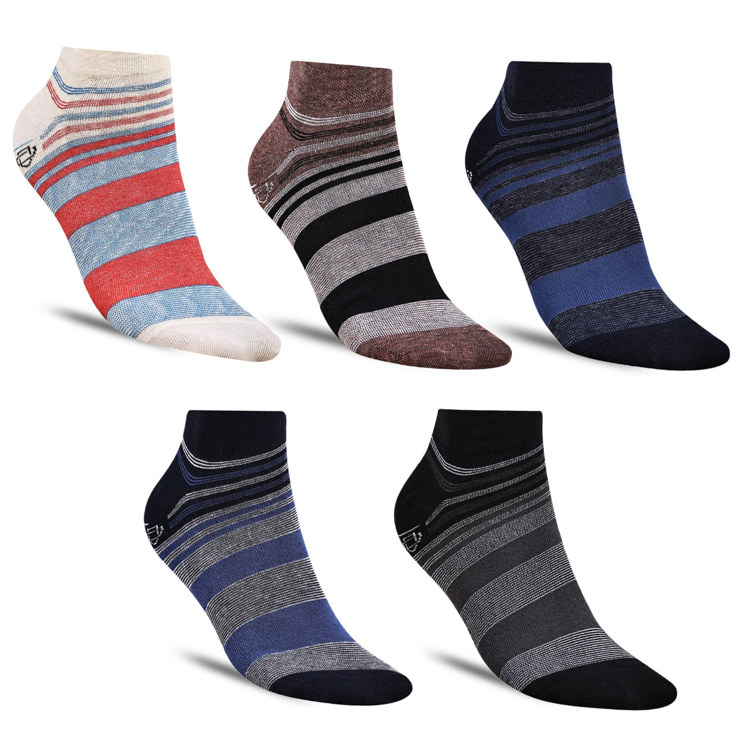 Dollar - Cotton Blend Men's Striped Multicolor Ankle Length Socks ( Pack of 5 ) - Socks | Buy online on ZillyBuy