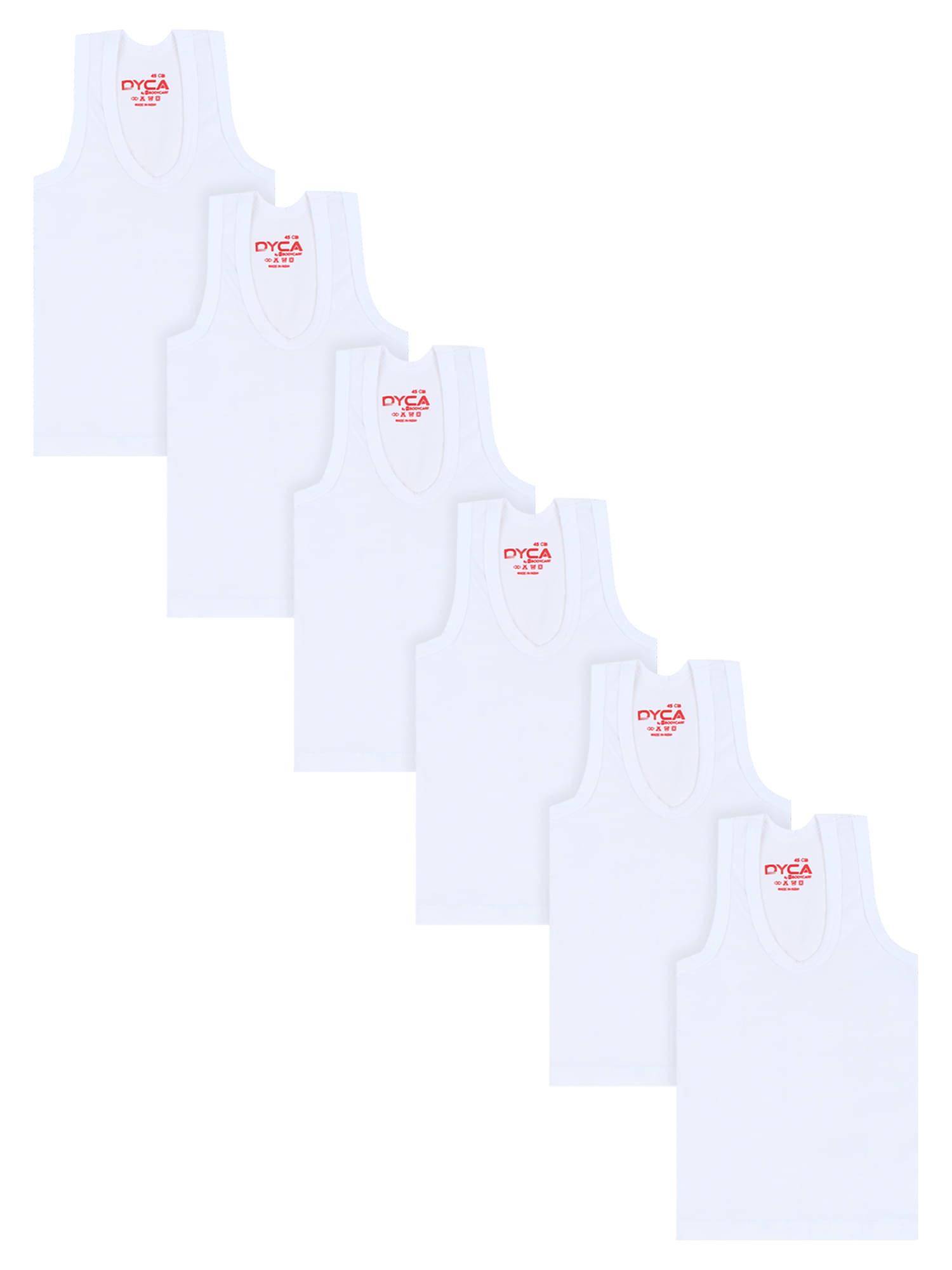     			DYCA Pack of 6 Baby Boys 100% Cotton Vest ( White )