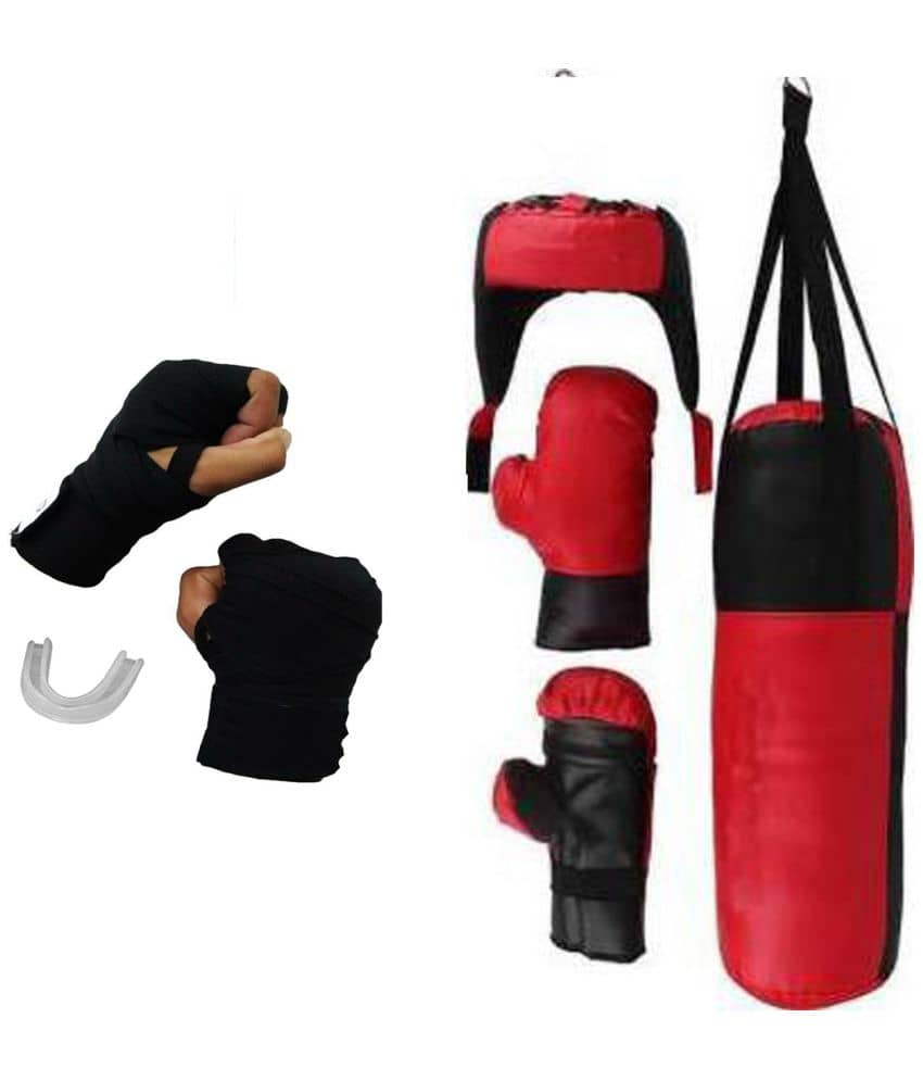EmmEmm Super Kids Training Boxing Combo of Boxing Kit, Hand Wraps & Silicone Mouth Guard - Sports and Fitness Equipment | Buy online on ZillyBuy