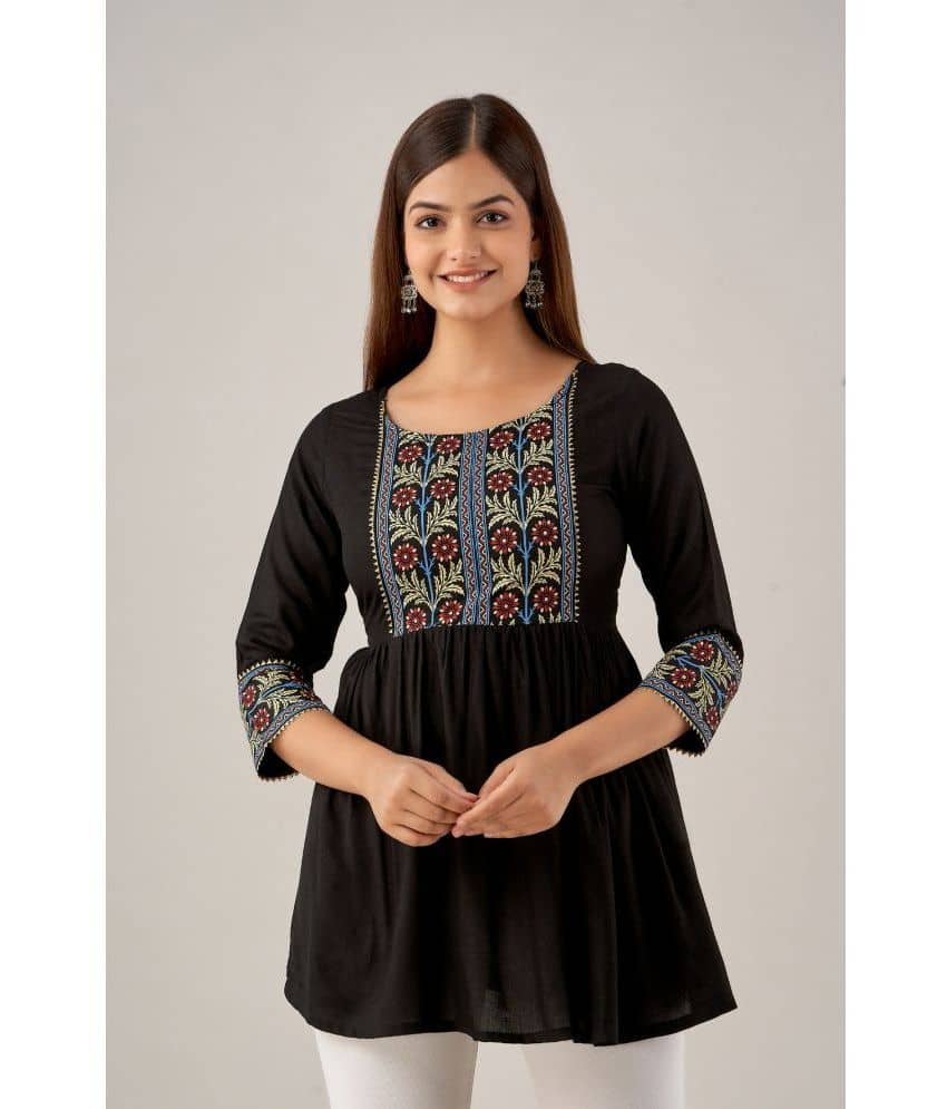 FABRR - Black Rayon Women's Tunic ( Pack of 1 )
