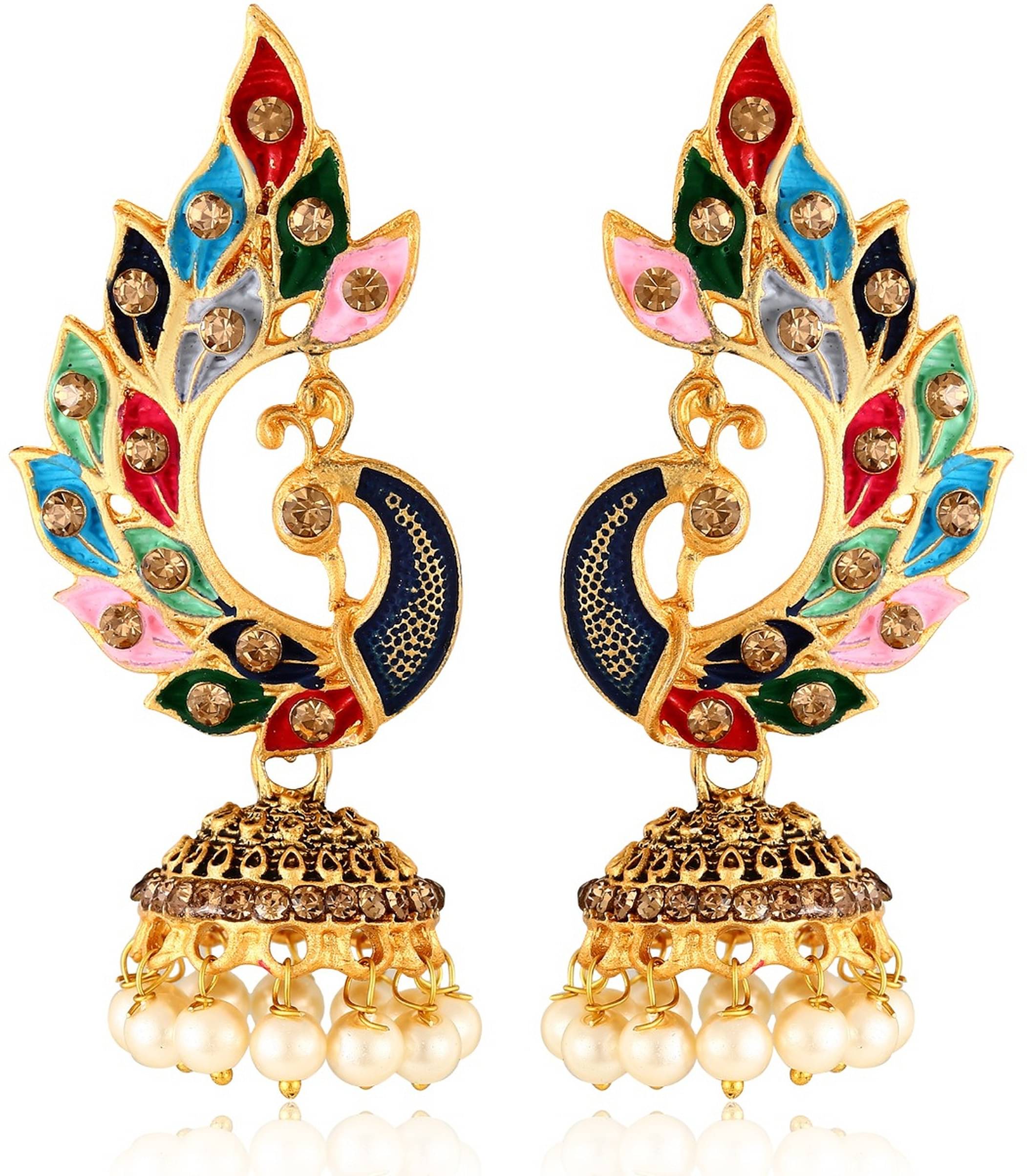     			HEER COLLECTION - Gold Jhumki Earrings ( Pack of 1 )
