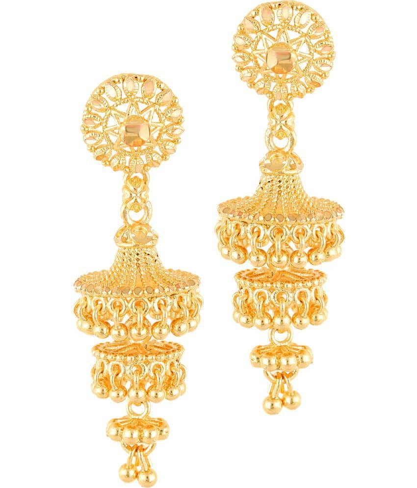 HEER COLLECTION - Gold Jhumki Earrings ( Pack of 1 ) - Earrings | Buy online on ZillyBuy