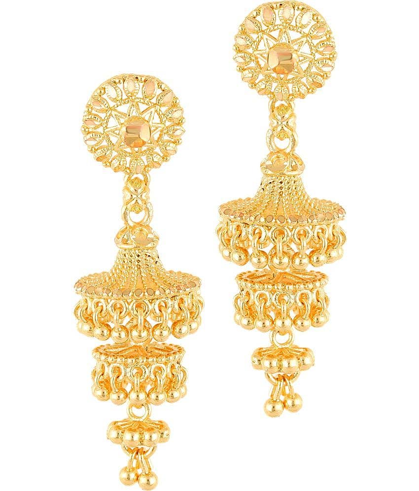 HEER COLLECTION - Gold Jhumki Earrings ( Pack of 1 ) - Earrings | Buy online on ZillyBuy