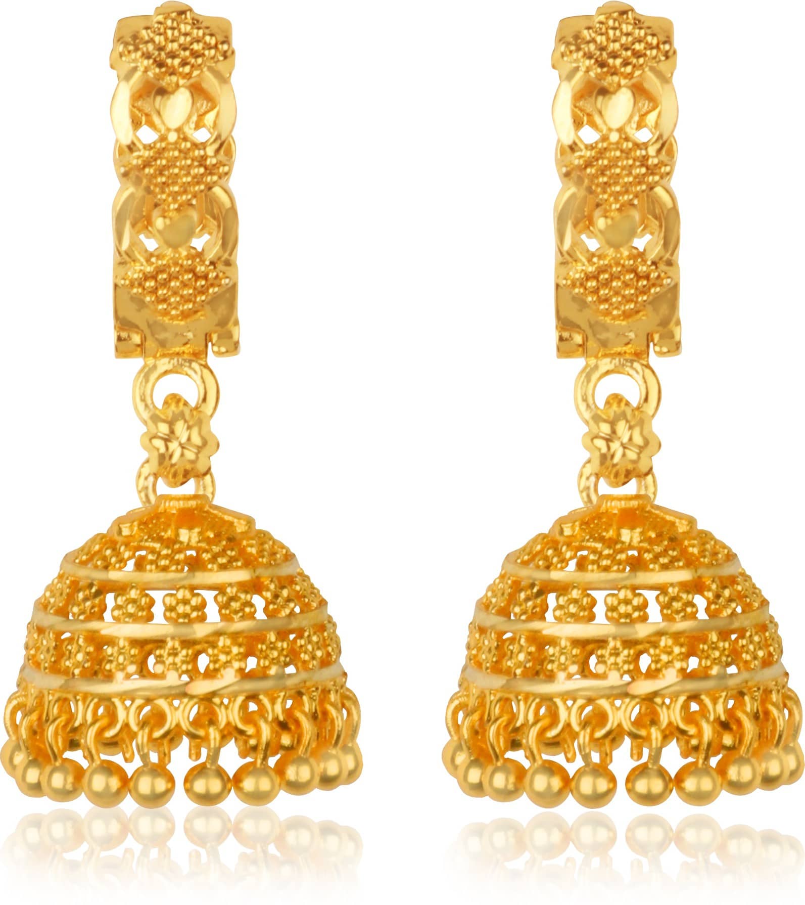 HEER COLLECTION - Gold Jhumki Earrings ( Pack of 1 ) - Earrings | Buy online on ZillyBuy