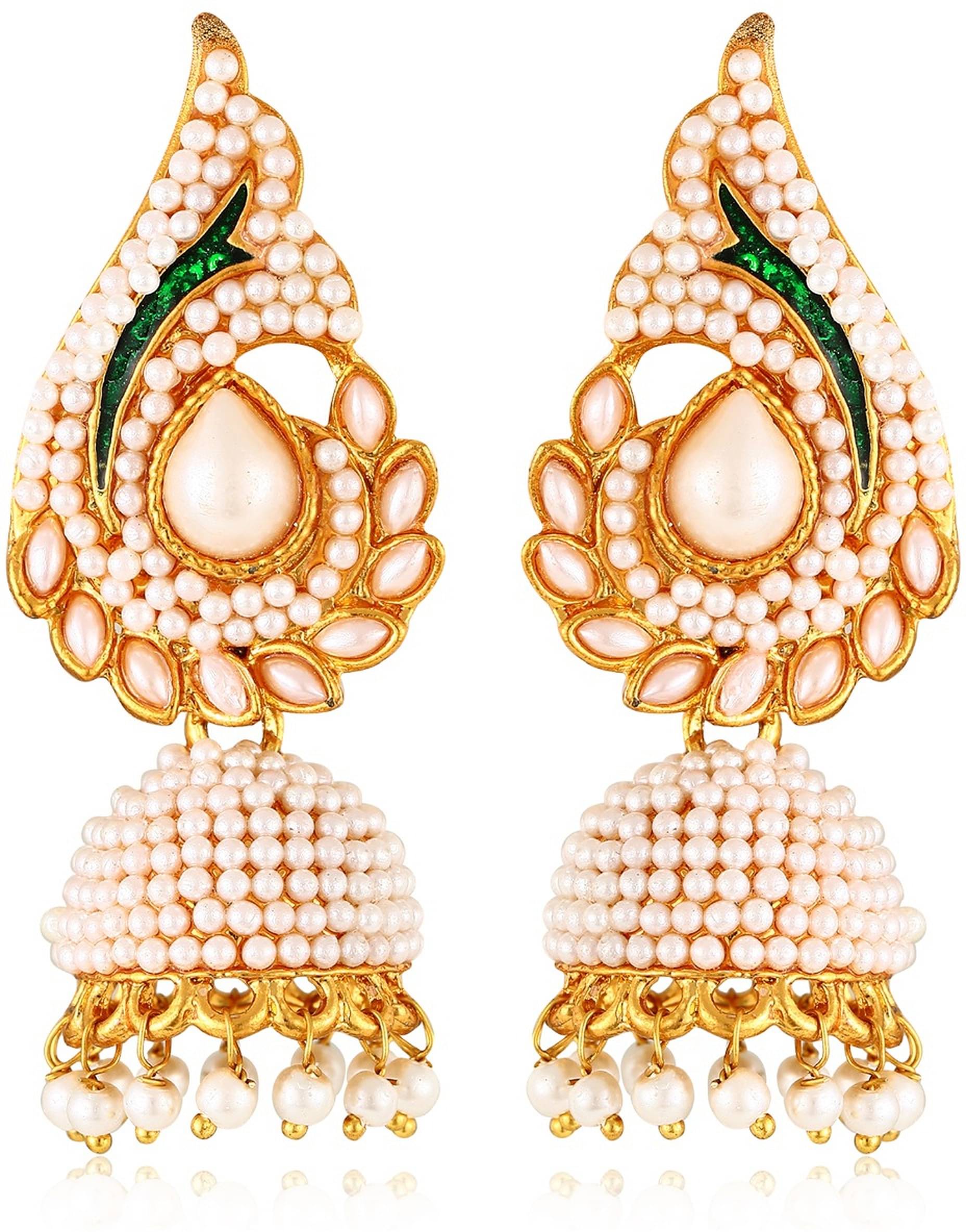     			HEER COLLECTION - Gold Jhumki Earrings ( Pack of 1 )
