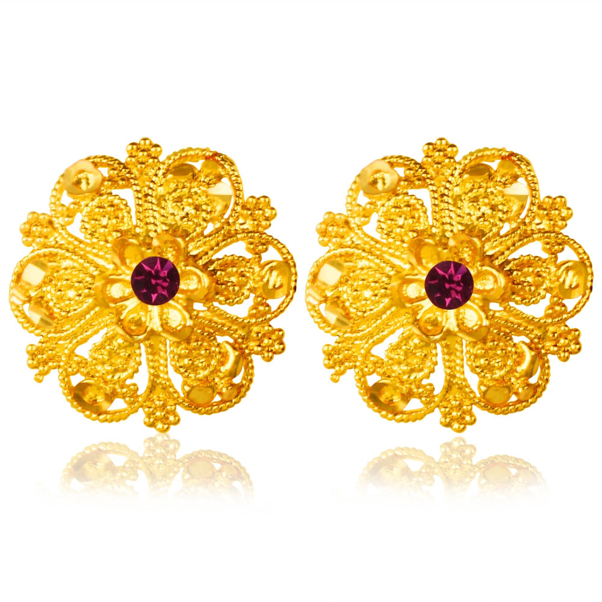     			HEER COLLECTION - Gold Stud Earrings ( Pack of 1 )