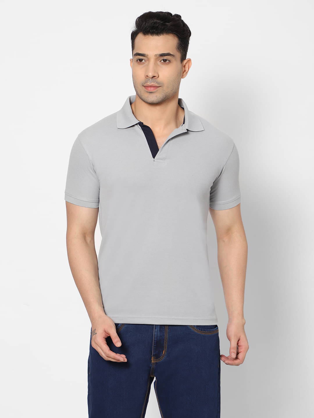     			HJ HASASI - Grey Cotton Blend Slim Fit Men's Polo T Shirt ( Pack of 1 )
