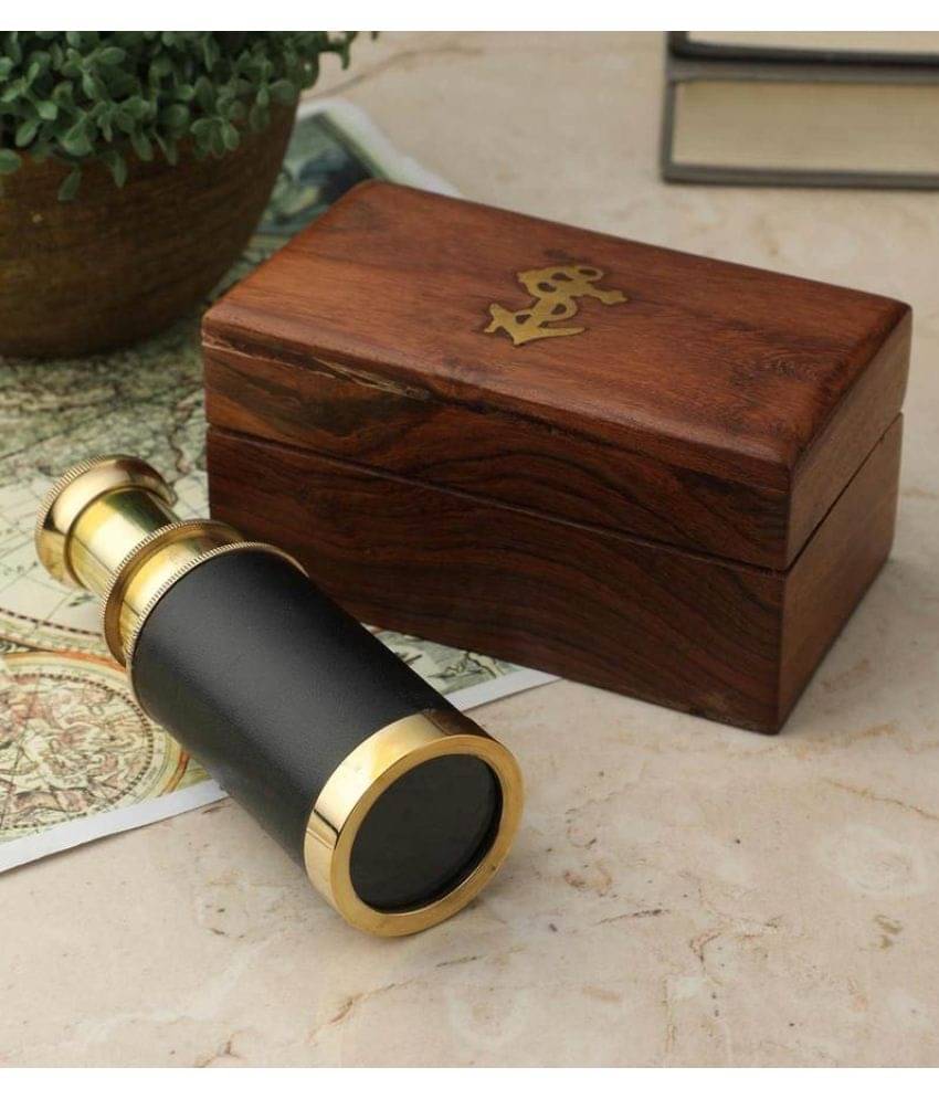 Generic - Black and Golden Brass Telescope with Sheesham Box Showpiece 3 cm Generic - Black and Golden Brass Telescope with Sheesham Box Showpiece 3 cm