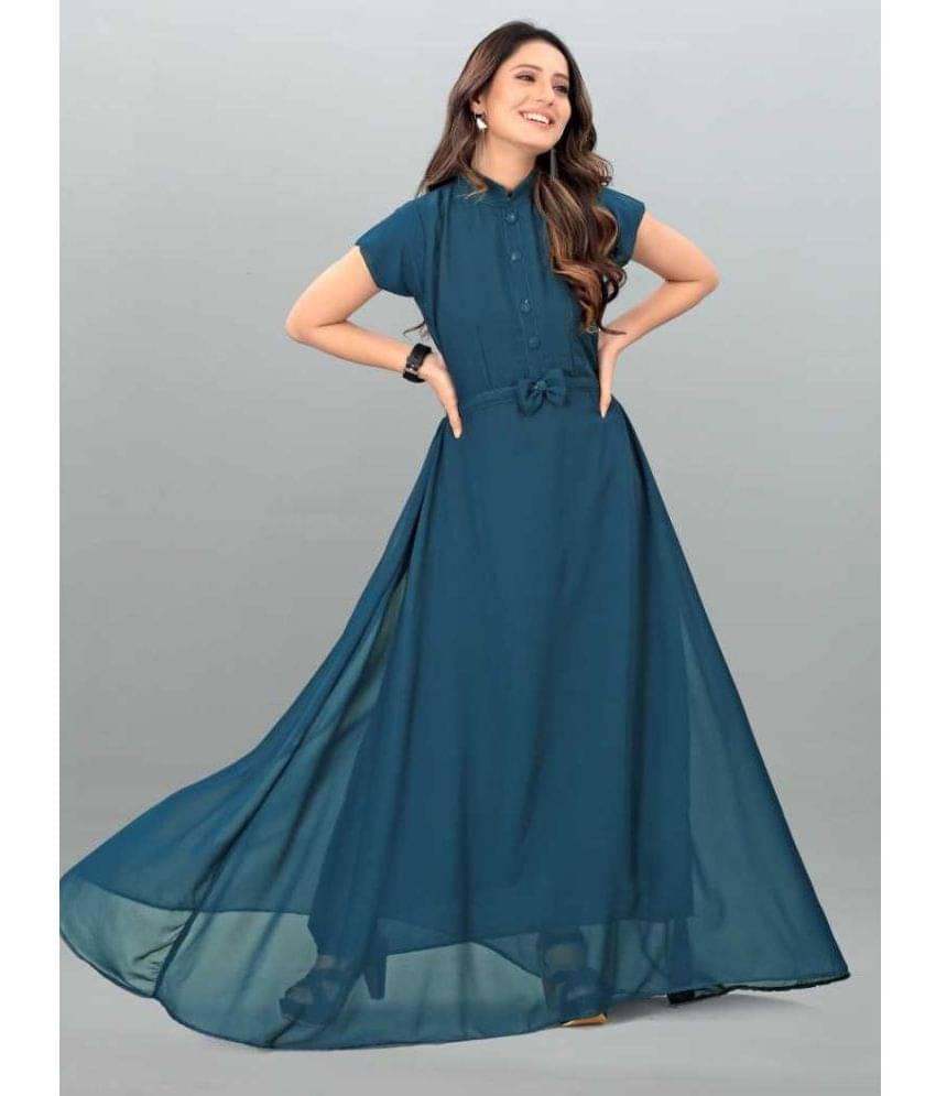     			JASH CREATION Women Georgette Solid Gown ( Blue )
