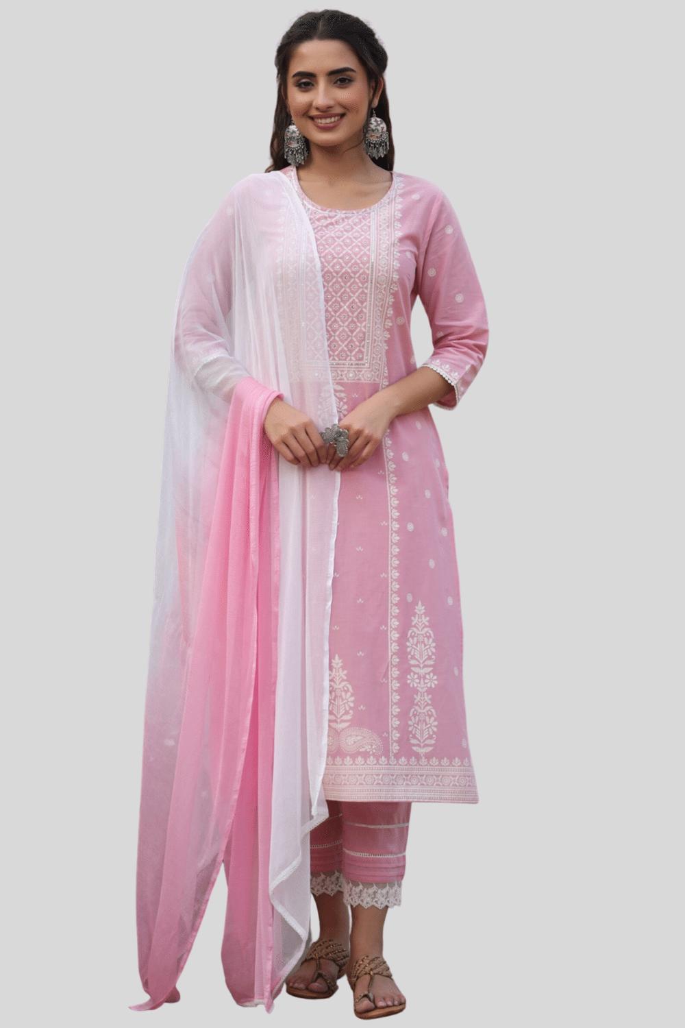 Juniper - Pink Straight Cotton Blend Women's Stitched Salwar Suit ( Pack of 1 ) Juniper - Pink Straight Cotton Blend Women's Stitched Salwar Suit ( Pack of 1 )