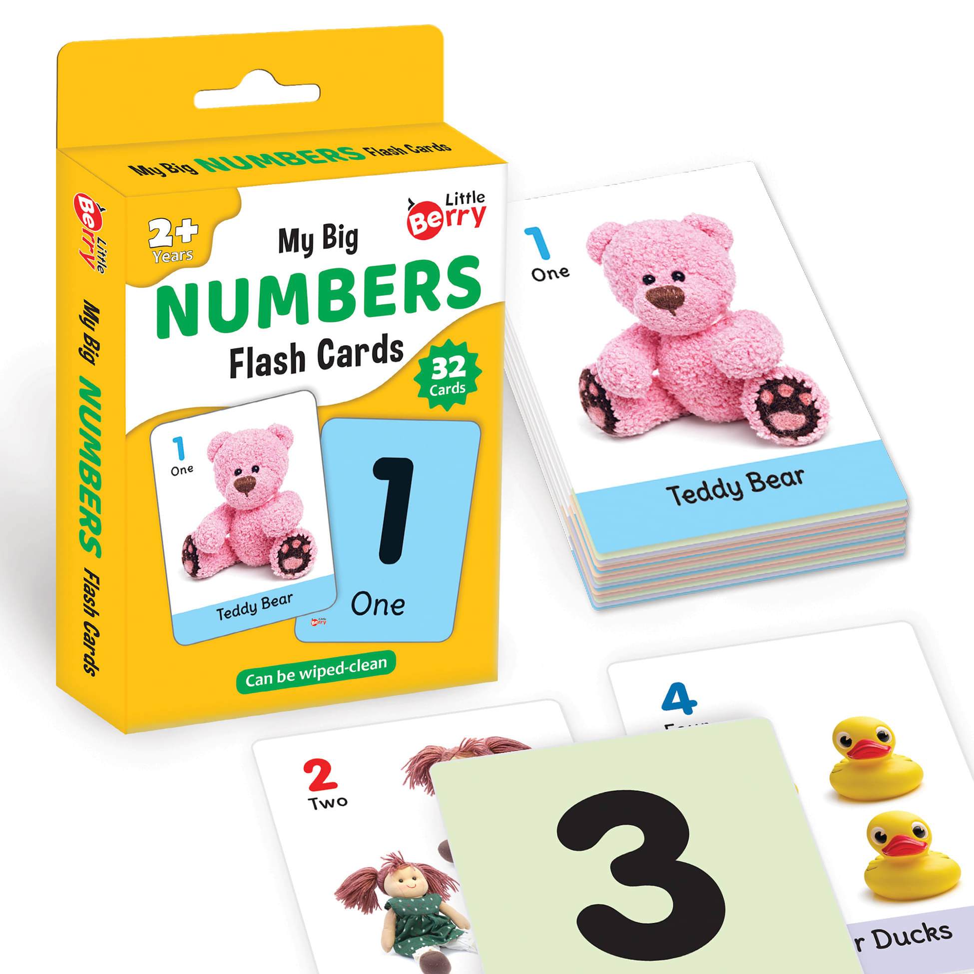     			Little Berry Big Flash Cards for Kids: Numbers | 32 Double-sided Picture Cards, Durable & Water Resistant | Early Learning and Development Toy for Preschoolers & Toddlers 2-6 Years | Can Be Wiped & Cleaned