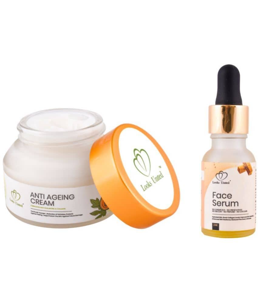 Looks United Anti Ageing Cream (50GM) With 24k Gold Face Serum (15ML) Pack Of 2