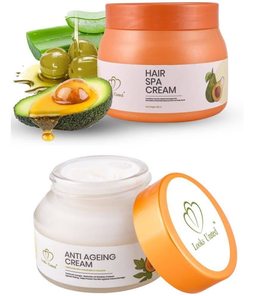 Looks United Hair Spa Cream (500GR) With Anti-Ageing Cream (50GR) Pack Of 2