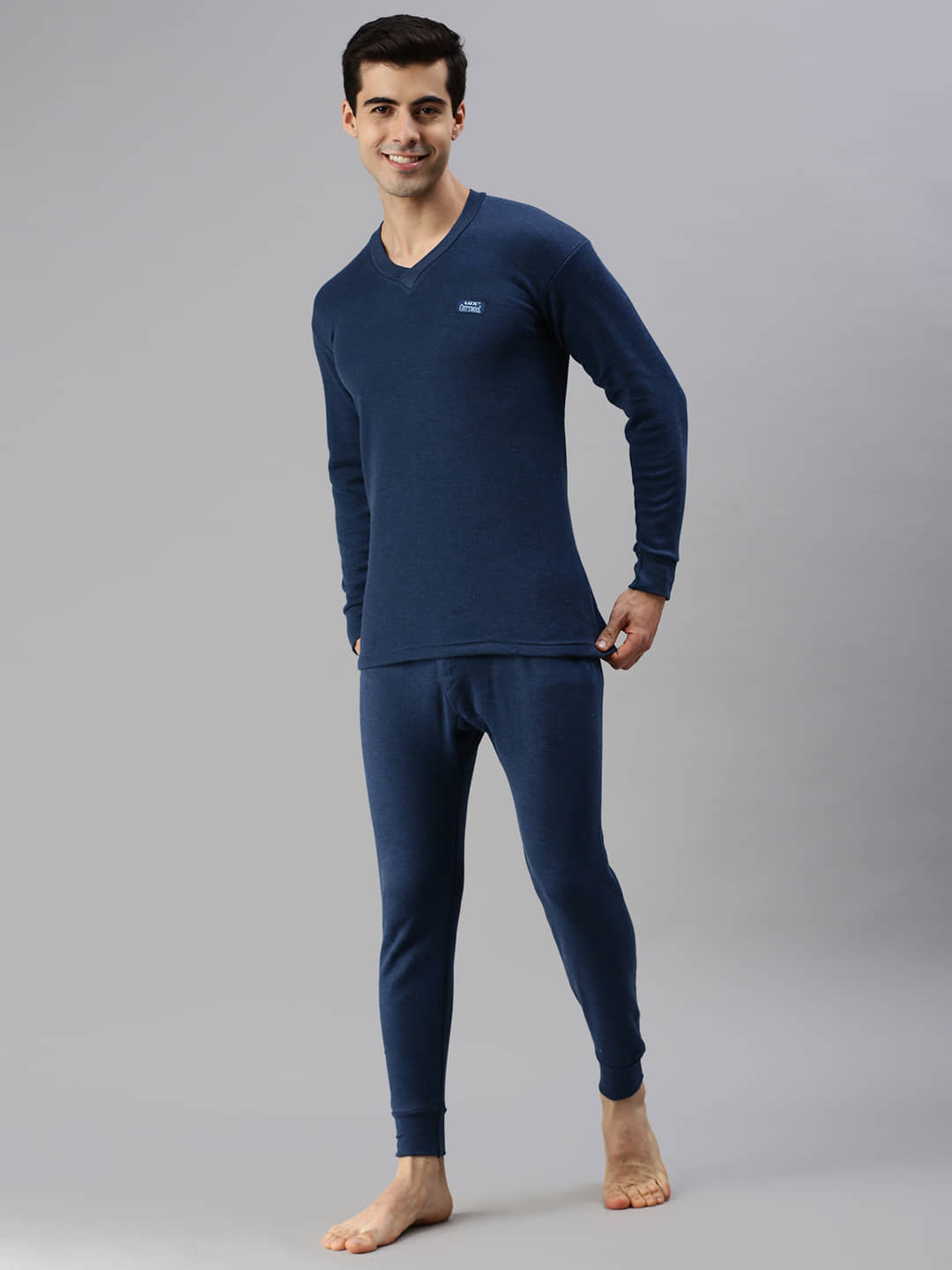 Lux Cottswool Pack of 1 Cotton Blend Thermal Sets For Men's ( Blue )