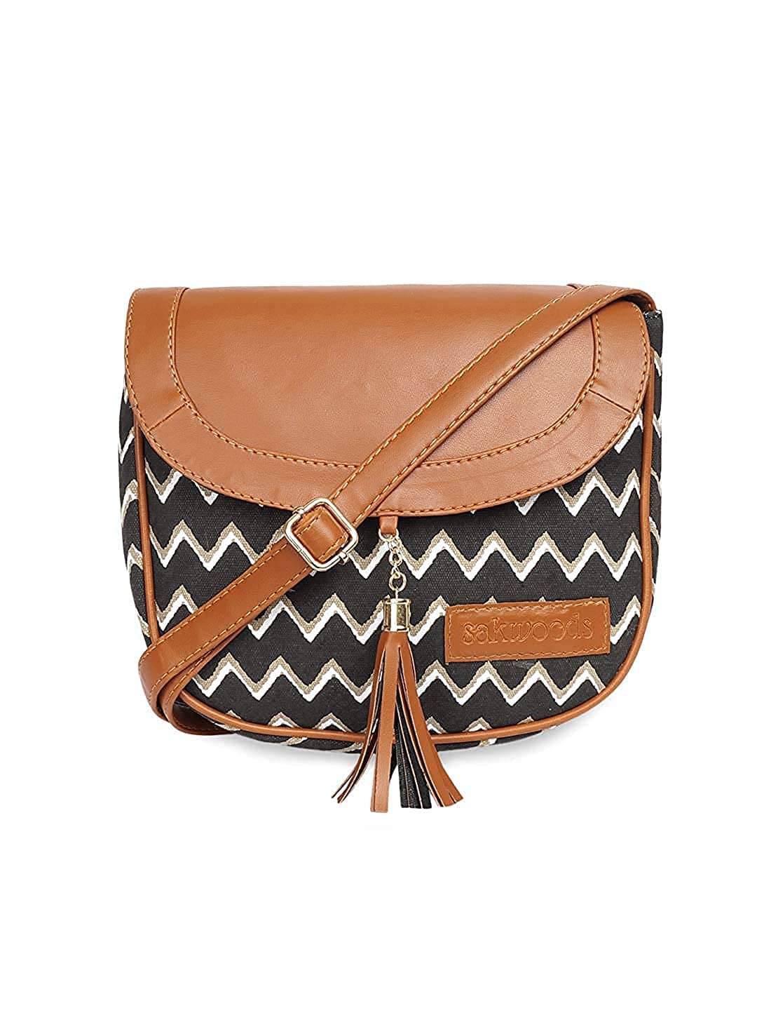     			Lychee Bags Sling Bag Canvas Set of 1 ( Black )