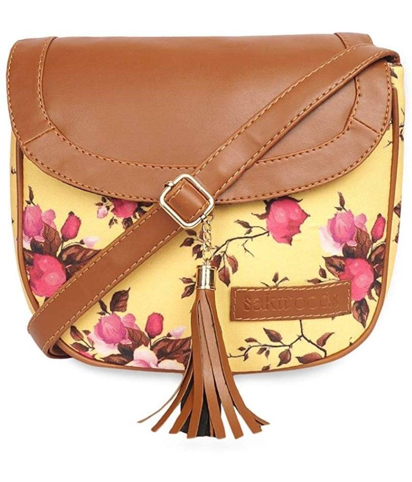     			Lychee Bags Sling Bag Canvas Set of 1 ( Yellow )