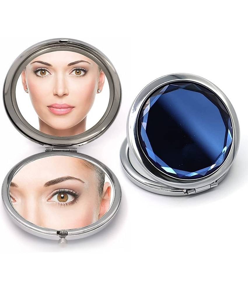 Majestique Compact Round Makeup Mirror, Double-Sided 1X/2X Magnification Pocket Mirror (Multicolor)
