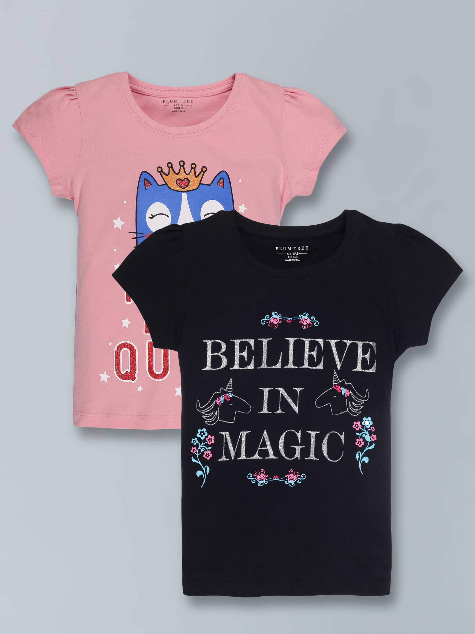     			PLUM TREE Pack of 2 Girls 100% Cotton Top ( Pink )