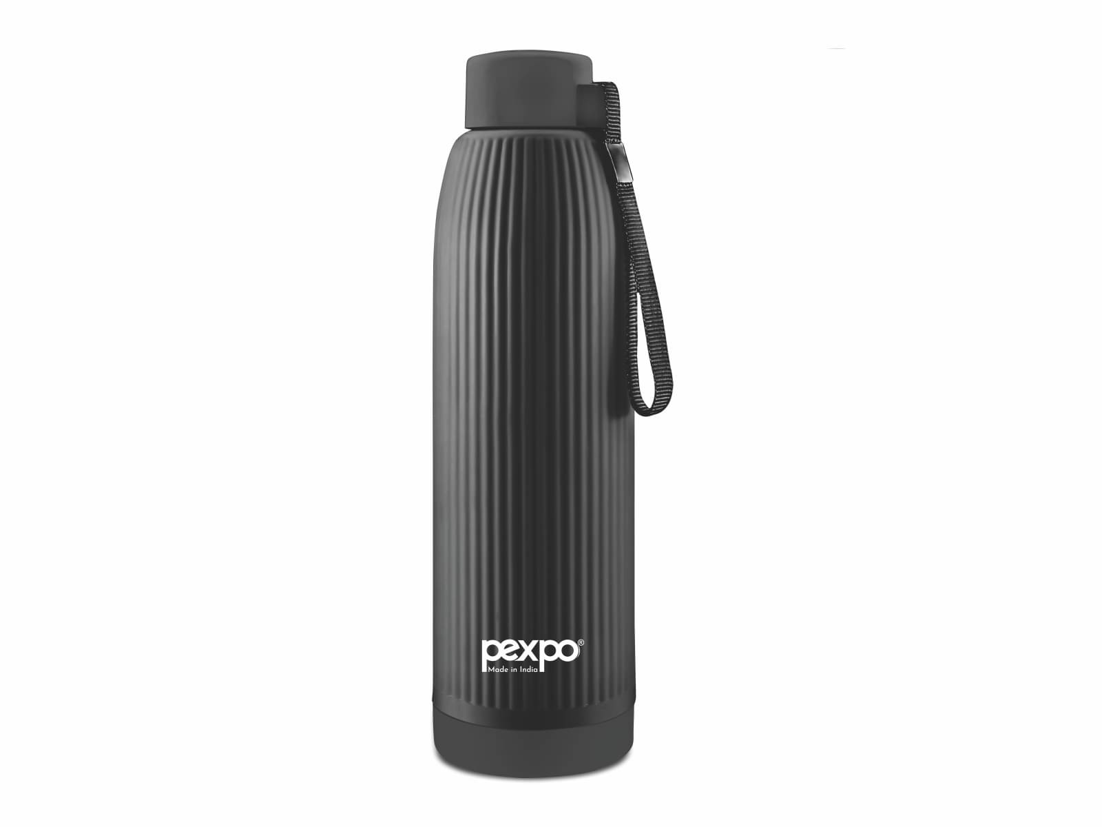     			PEXPO 700 ml PU Insulated 4 Hours Warm And Cold School Kids Bottle (Black, Easy Grip)