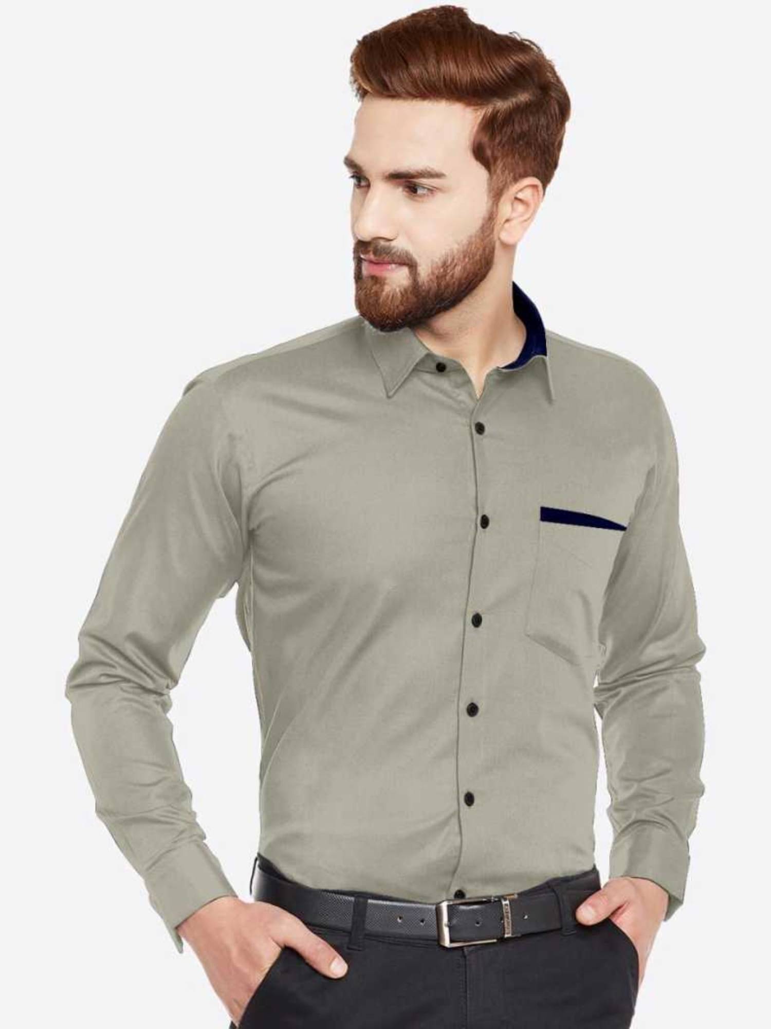 VERTUSY - Grey 100% Cotton Regular Fit Men's Casual Shirt ( Pack of 1 ) VERTUSY - Grey 100% Cotton Regular Fit Men's Casual Shirt ( Pack of 1 )