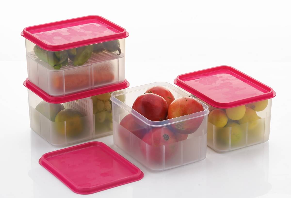 iview kitchenware - Food/Fruit/Vegetable Plastic Pink Utility Container ( Set of 4 ) iview kitchenware - Food/Fruit/Vegetable Plastic Pink Utility Container ( Set of 4 )