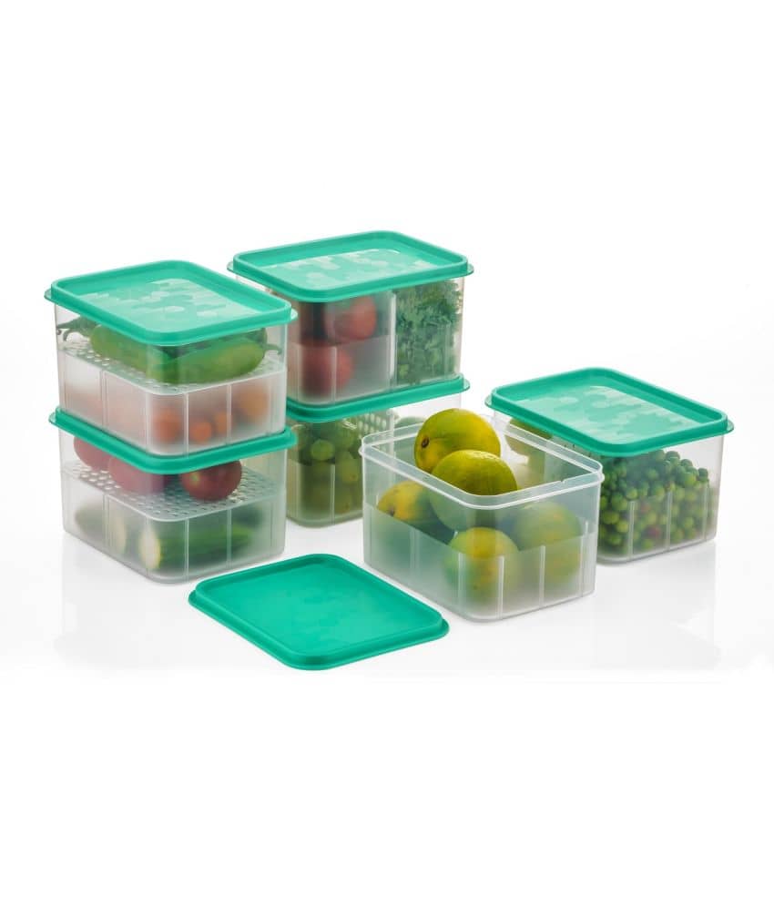 iview kitchenware - Food/Fruit/Vegetable Plastic Sea Green Utility Container ( Set of 6 )