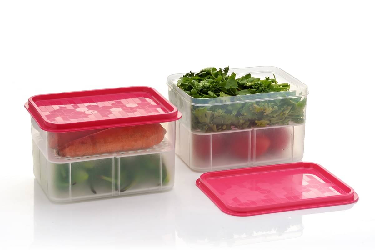     			iview kitchenware - Fruit/Food/Vegetable Plastic Pink Utility Container ( Set of 2 )