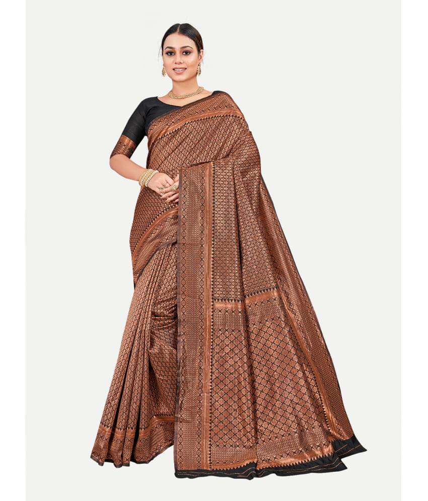 tavas Georgette Woven Saree With Unstitched Blouse Piece ( Brown ) tavas Georgette Woven Saree With Unstitched Blouse Piece ( Brown )