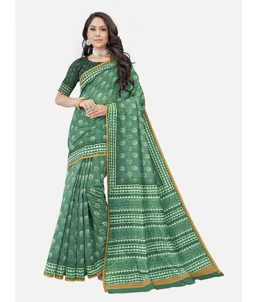     			tavas Chanderi Printed Saree With Unstitched Blouse Piece ( Light Green )