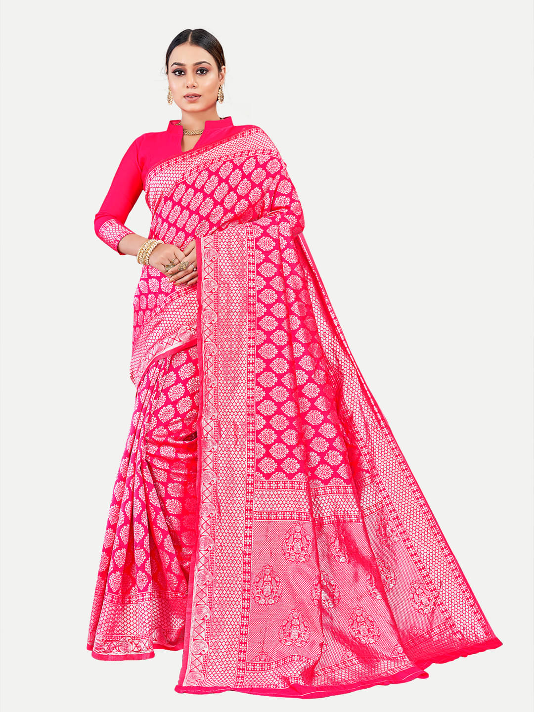     			tavas Georgette Embellished Saree With Unstitched Blouse Piece ( Pink )
