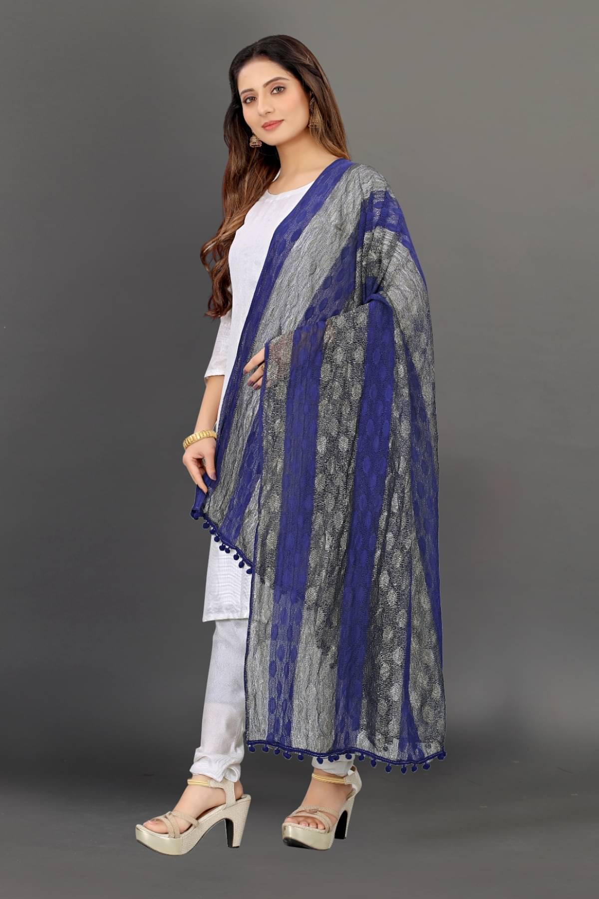Apnisha - Blue Net Women's Dupatta - ( Pack of 1 ) Apnisha - Blue Net Women's Dupatta - ( Pack of 1 )