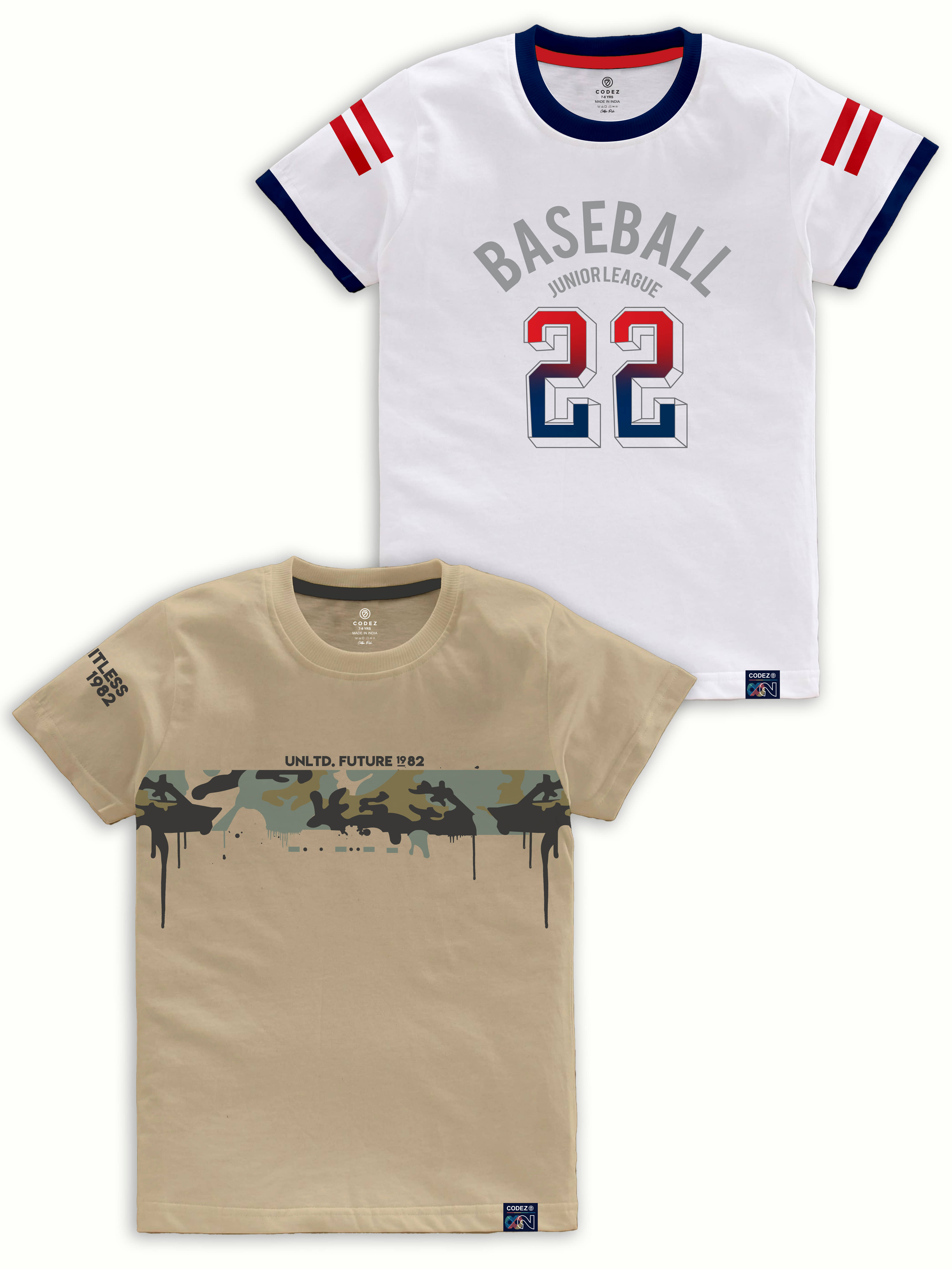 CODEZ Pack of 3 Boys Cotton Blend T-Shirt ( Multi Color )