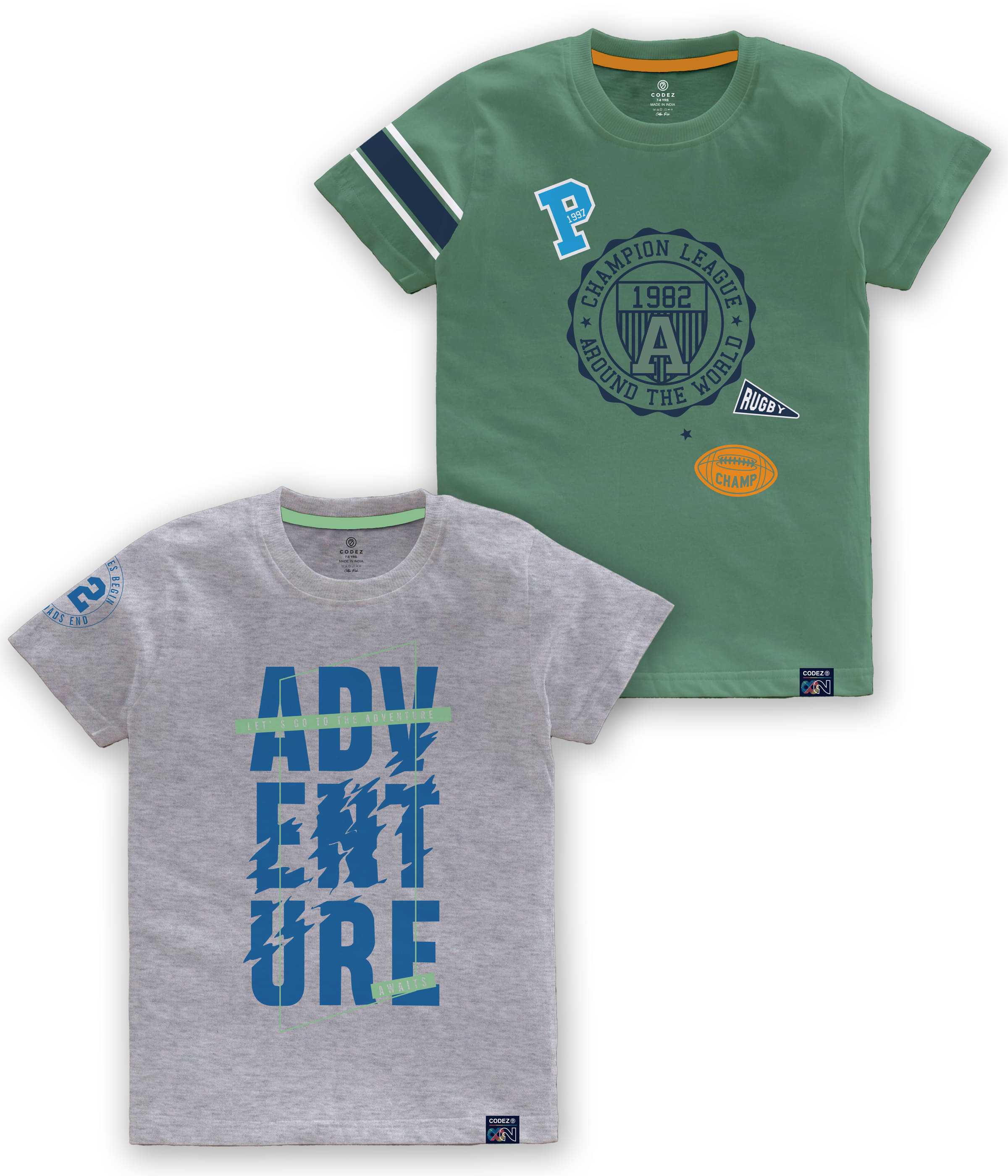     			CODEZ Pack of 2 Boys Cotton Blend T-Shirt ( Multi Color )