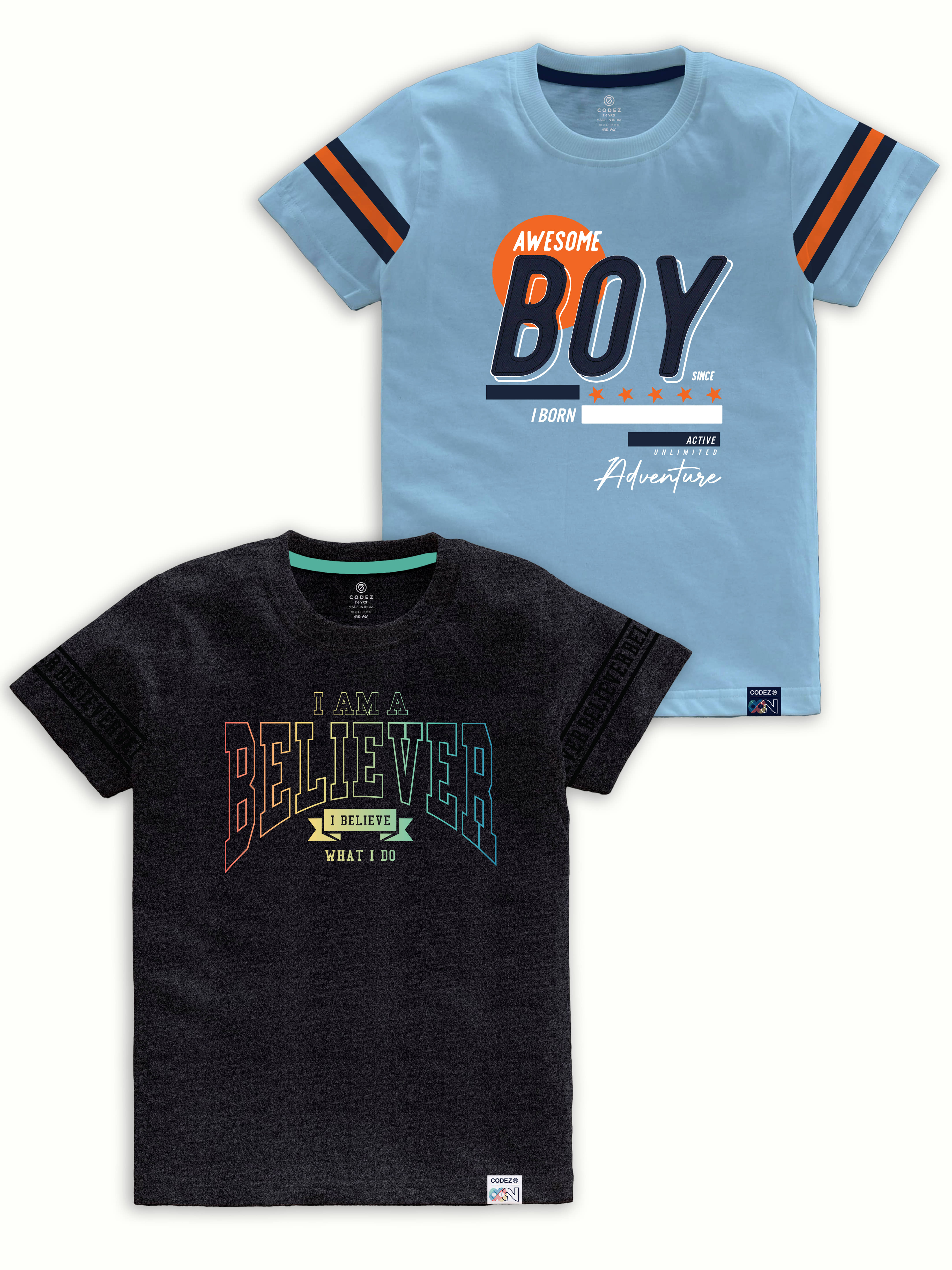 CODEZ Pack of 1 Boys Cotton Blend T-Shirt ( Multi Color )