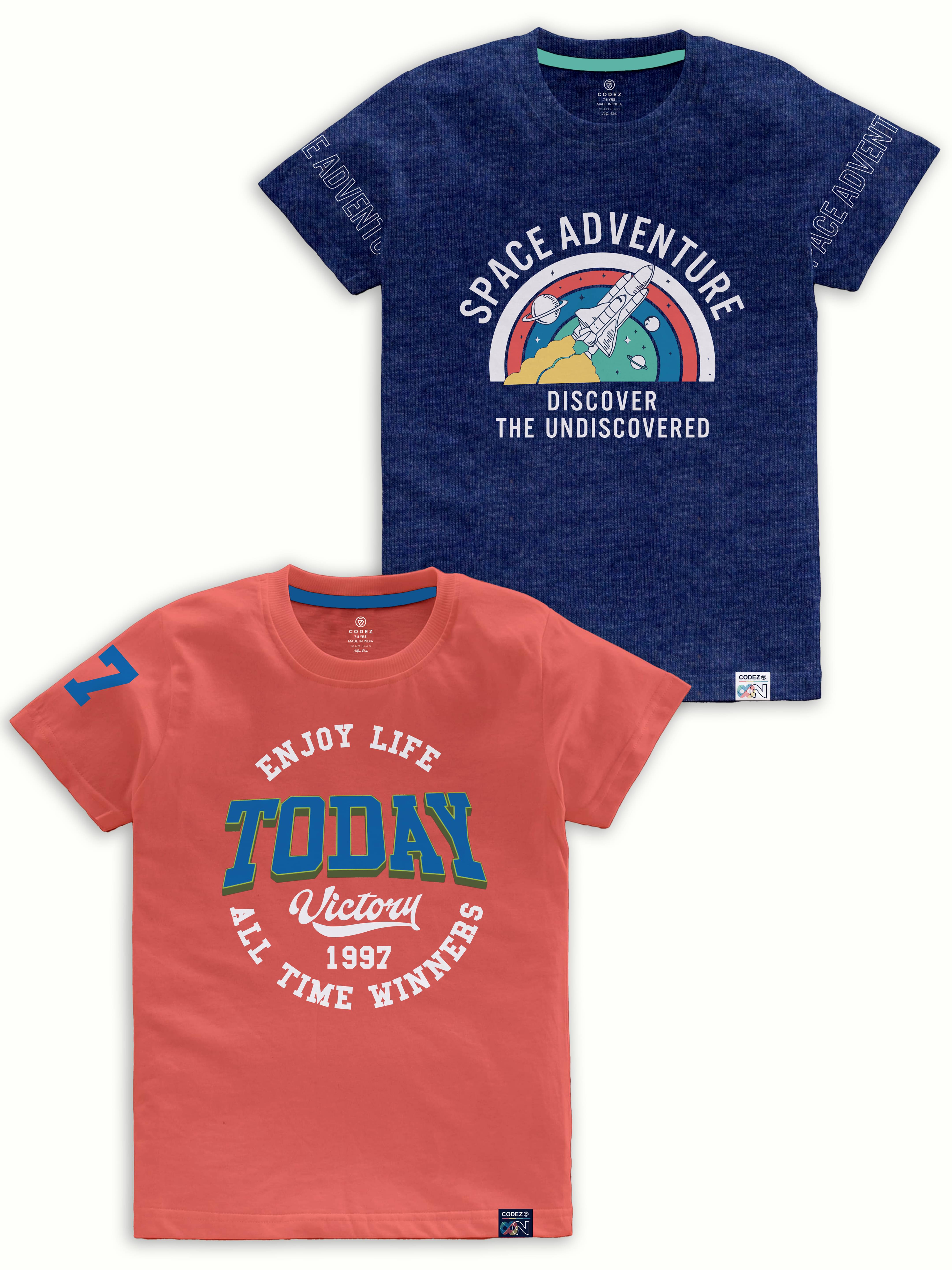     			CODEZ Pack of 2 Boys Cotton Blend T-Shirt ( Multi Color )