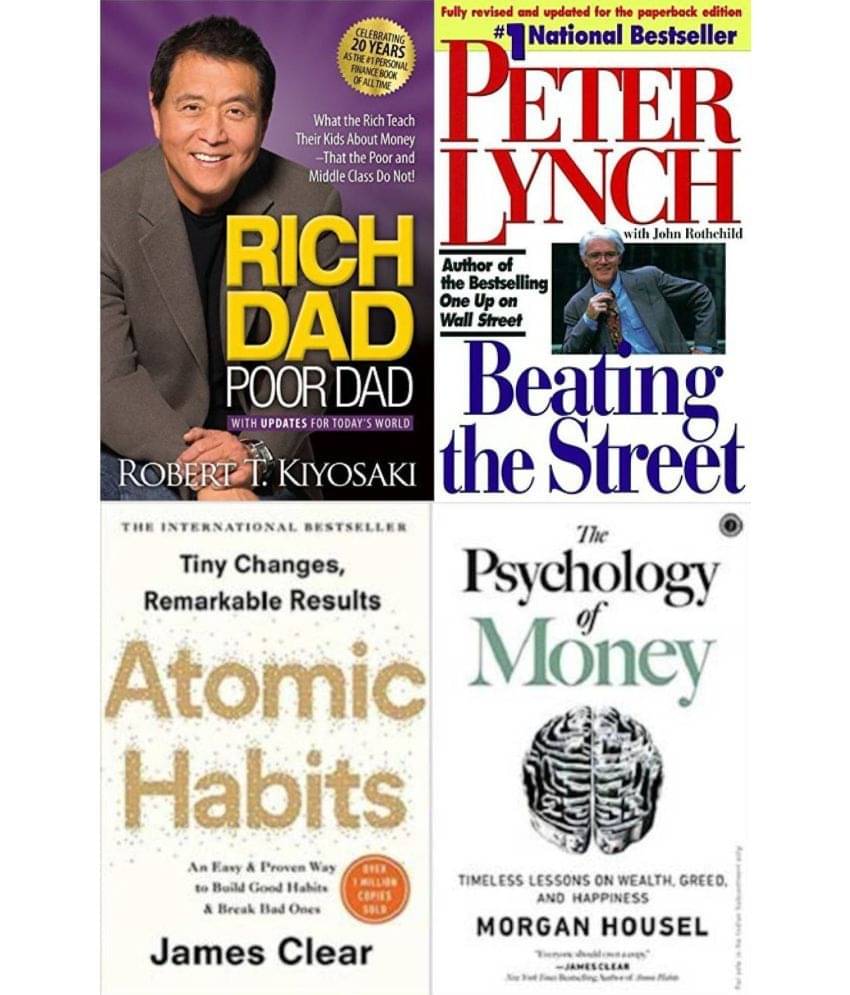 (Combo of 4 Books) Rich Dad Poor Dad +Beating the Street +Atomic Habits + The Psychology Of Money (English, Paperback) (Combo of 4 Books) Rich Dad Poor Dad +Beating the Street +Atomic Habits + The Psychology Of Money (English, Paperback)