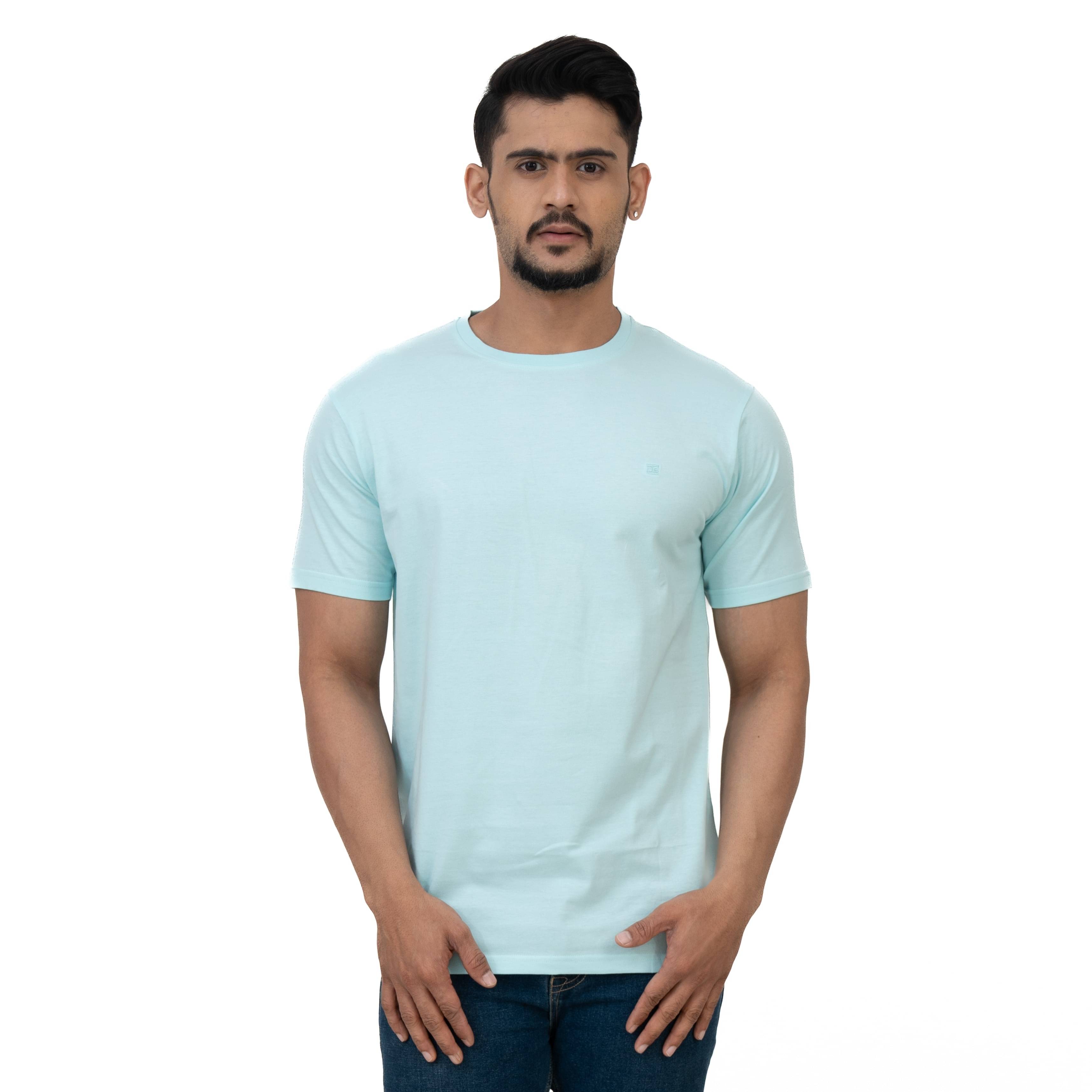 Cotstyle Pack of 1 Cotton Regular Fit Men's T-Shirt ( Sky Blue ) Cotstyle Pack of 1 Cotton Regular Fit Men's T-Shirt ( Sky Blue )