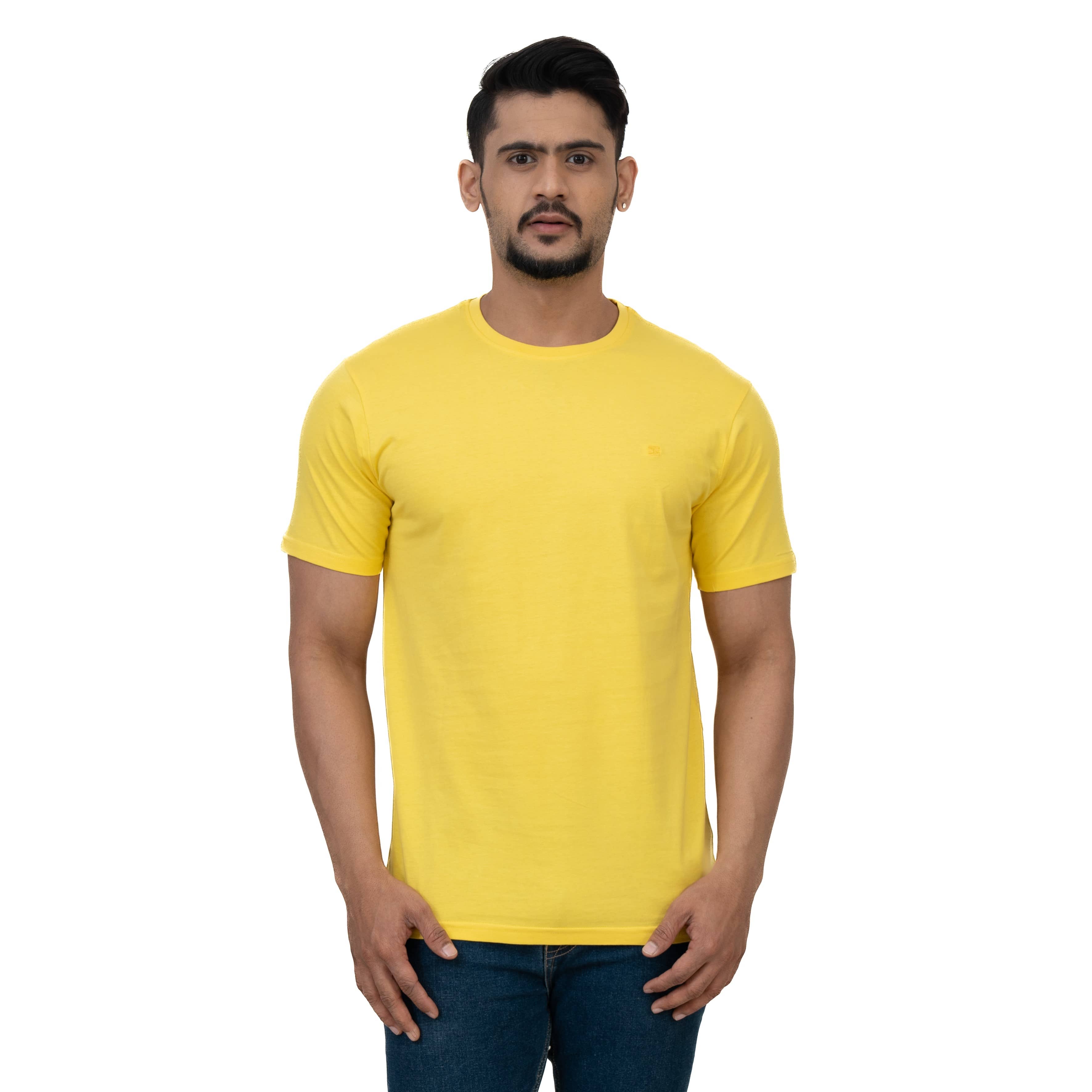 Cotstyle Pack of 1 Cotton Regular Fit Men's T-Shirt ( Yellow )