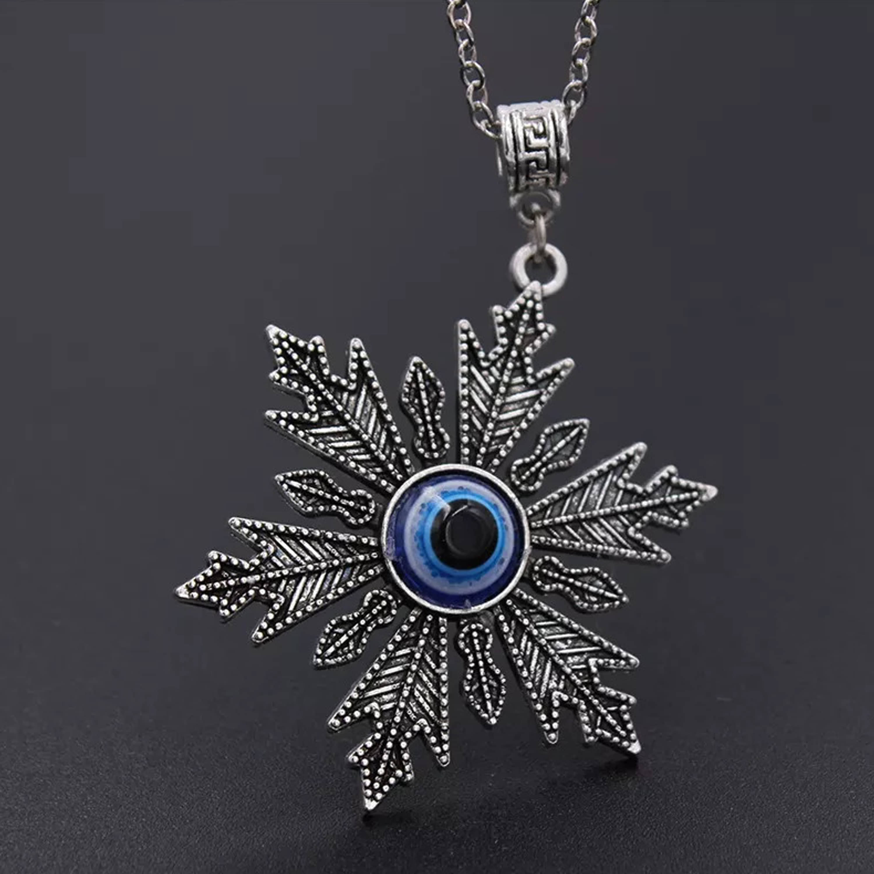 Fashion Frill Evil Eye Chain Pendant for Boys and Men Jewellery 22 Inches Silver Plated Stainless Steel Chain