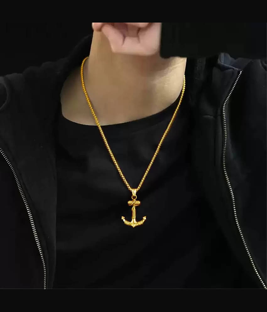 Fashion Frill Golden Men Chain for Boys and Man Long Stylish Chain Pendant Silver Plated Alloy Chain