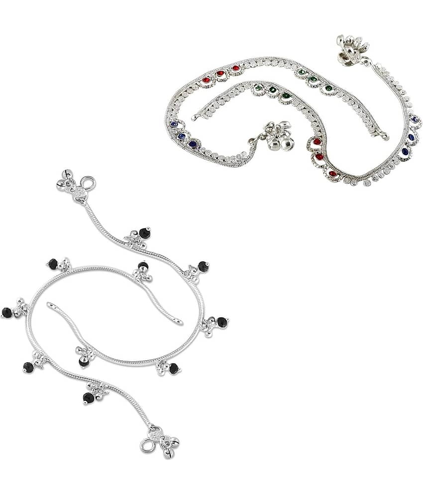 HEER COLLECTION - Silver Anklets ( Pack of 2 ) - Anklets | Buy online on ZillyBuy