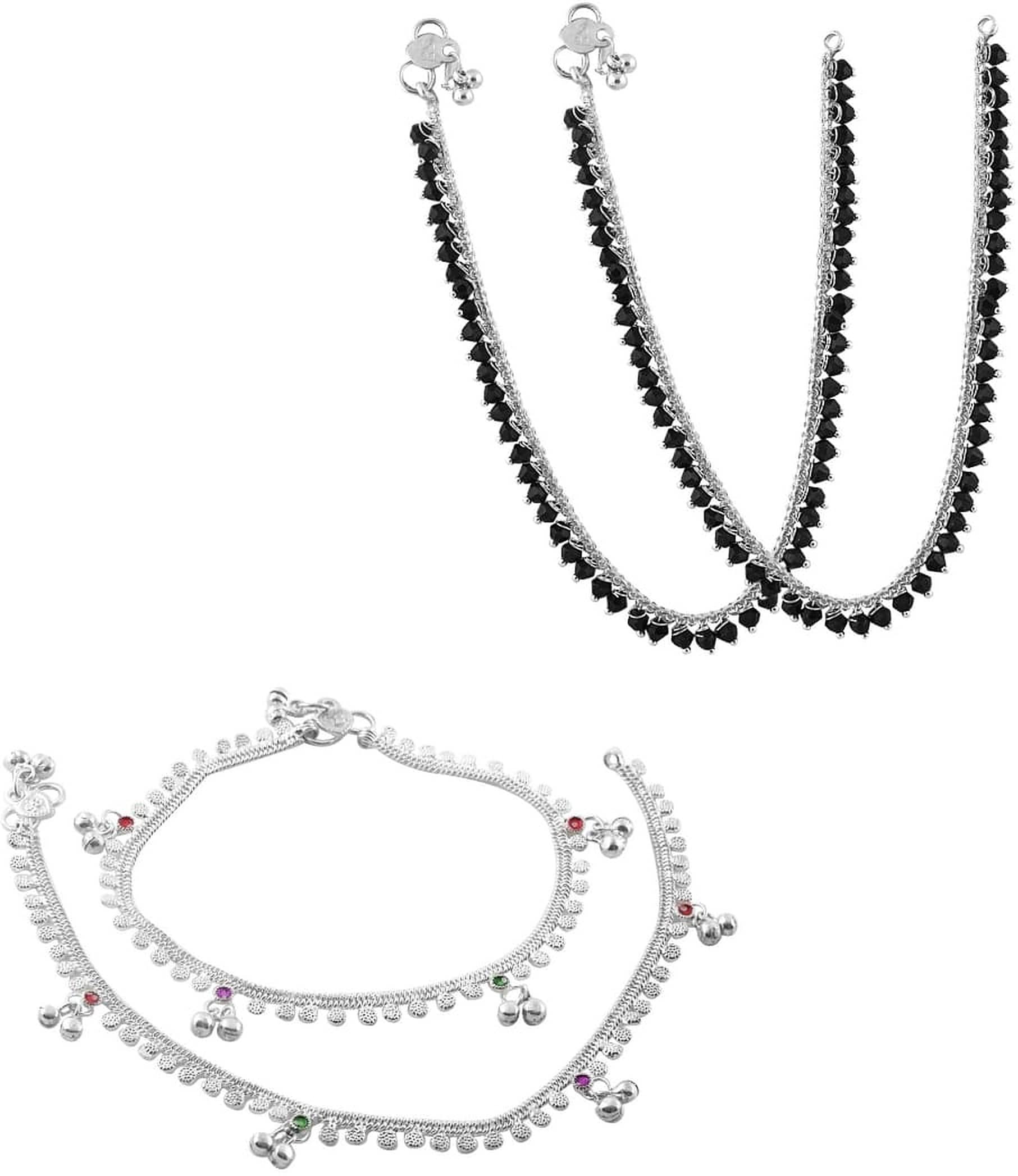 HEER COLLECTION - Silver Anklets ( Pack of 2 ) - Anklets | Buy online on ZillyBuy