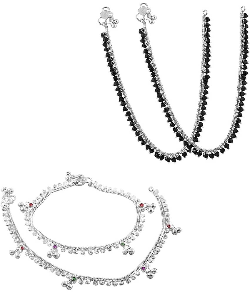 HEER COLLECTION - Silver Anklets ( Pack of 2 ) - Anklets | Buy online on ZillyBuy